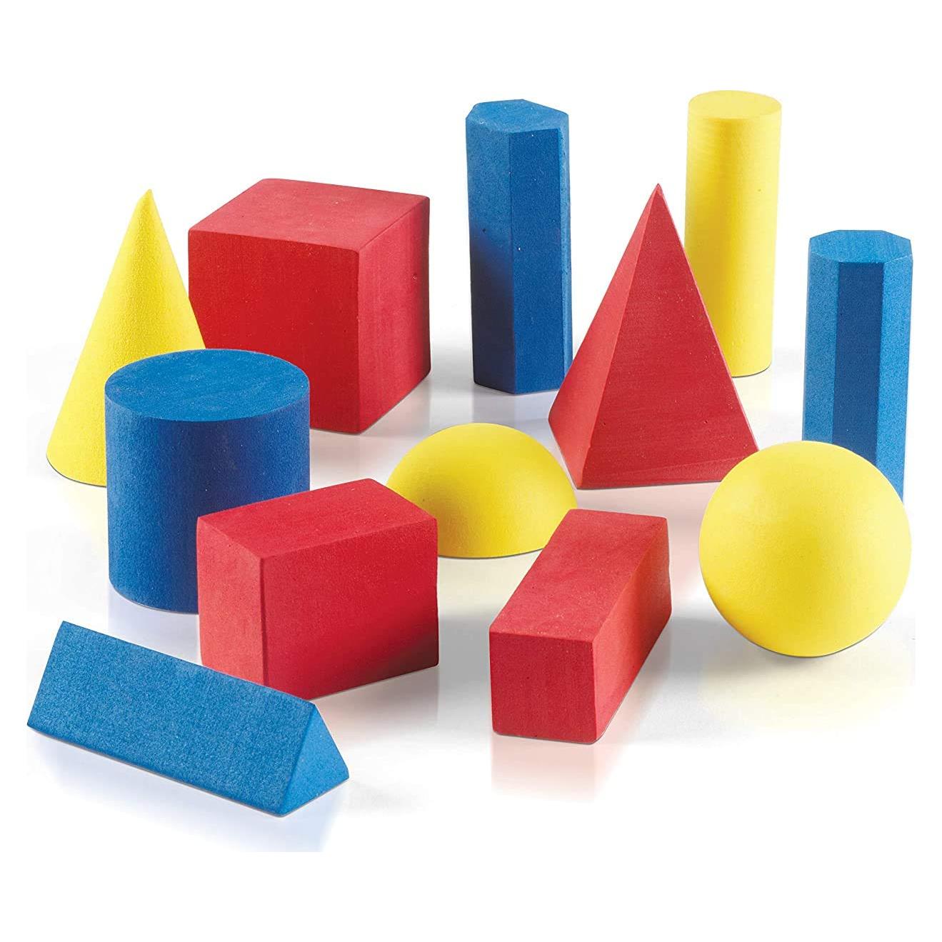 Bloques Sólidos Geométricos de Espuma hand2mind - Set de 12