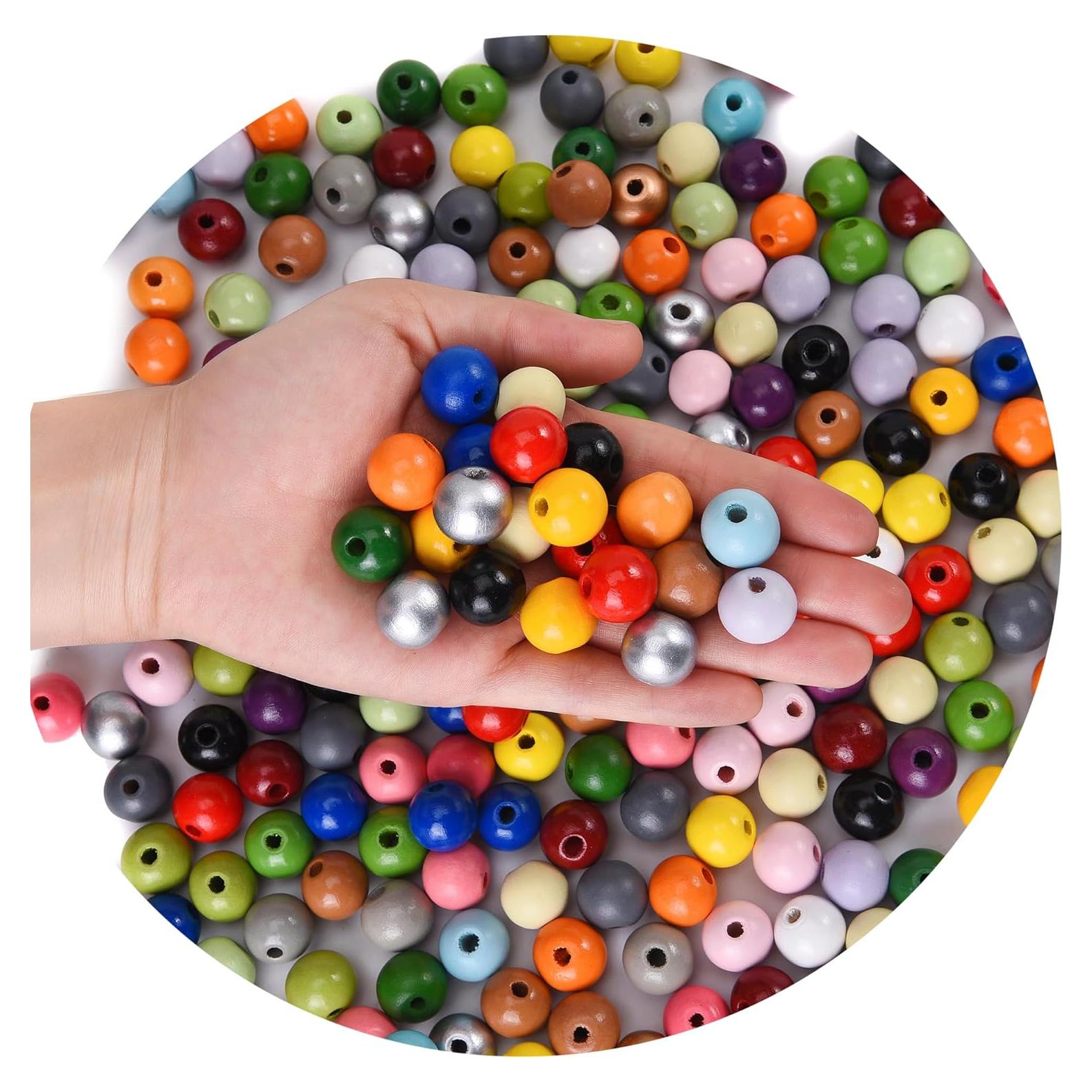 240 Perlas Redondas de Madera Coloridas Jsehchya 16mm para Manualidades