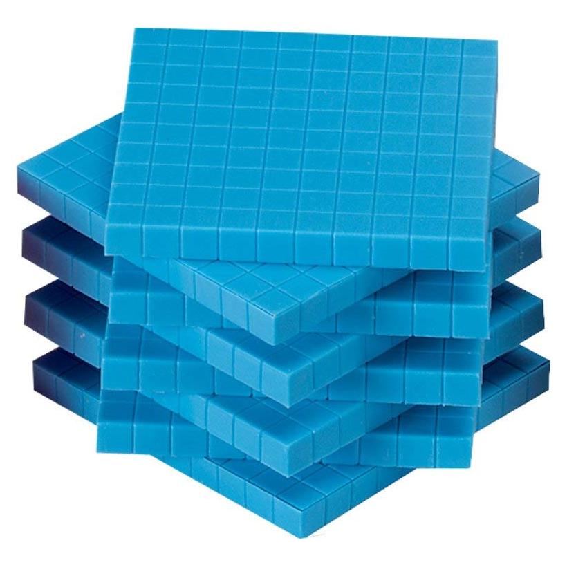 Bloques de Base Diez hand2mind - 10 Planos de Plástico Azul