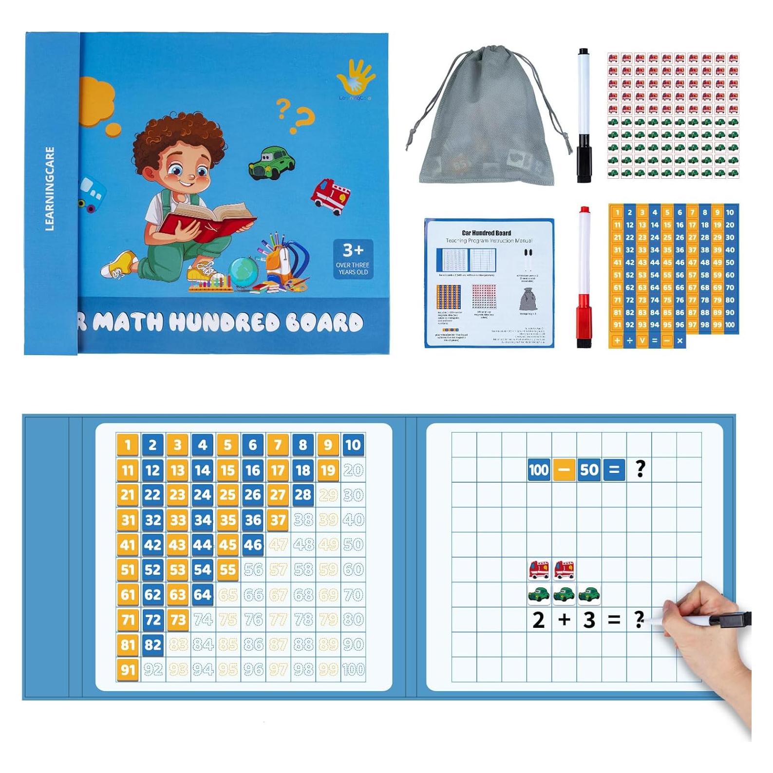 Tablero Matemático Magnético LearningCare 1-100 con 100 Autos