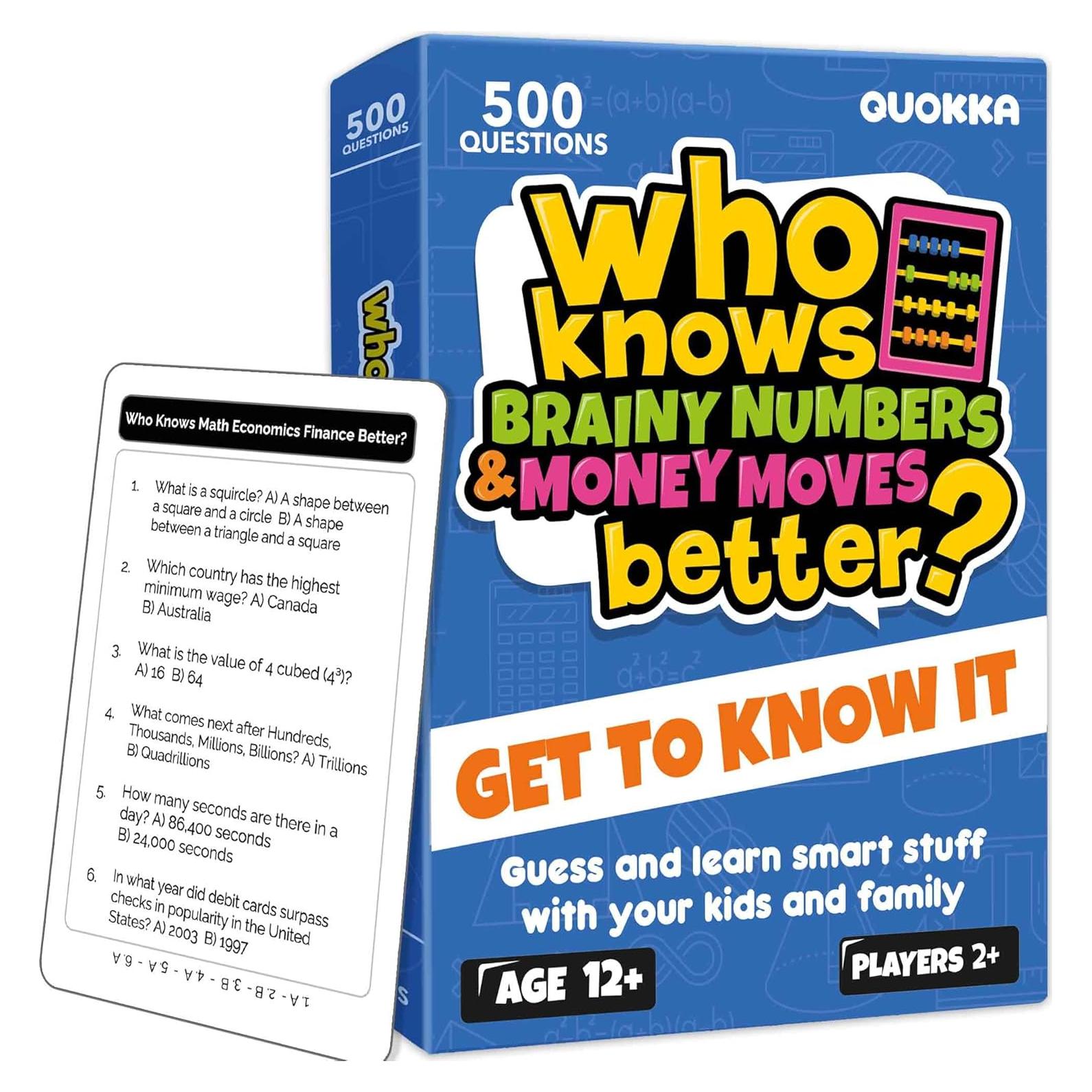 Juego de Cartas Educativo QUOKKA Matemáticas y Finanzas - 500 Preguntas