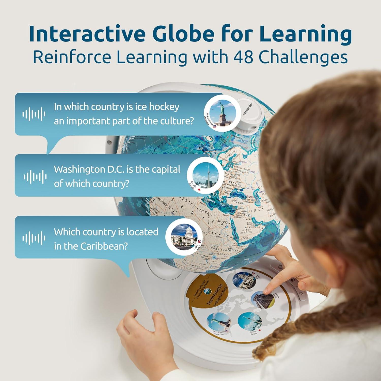 Globo Mundial Interactivo 20 cm con Modo de Conocimiento STEM