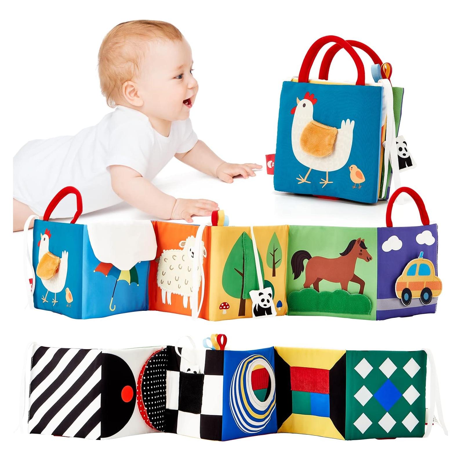 Libro de Juguetes para Bebés Hahaland 0-6 Meses - Estimulación Visual y Táctil