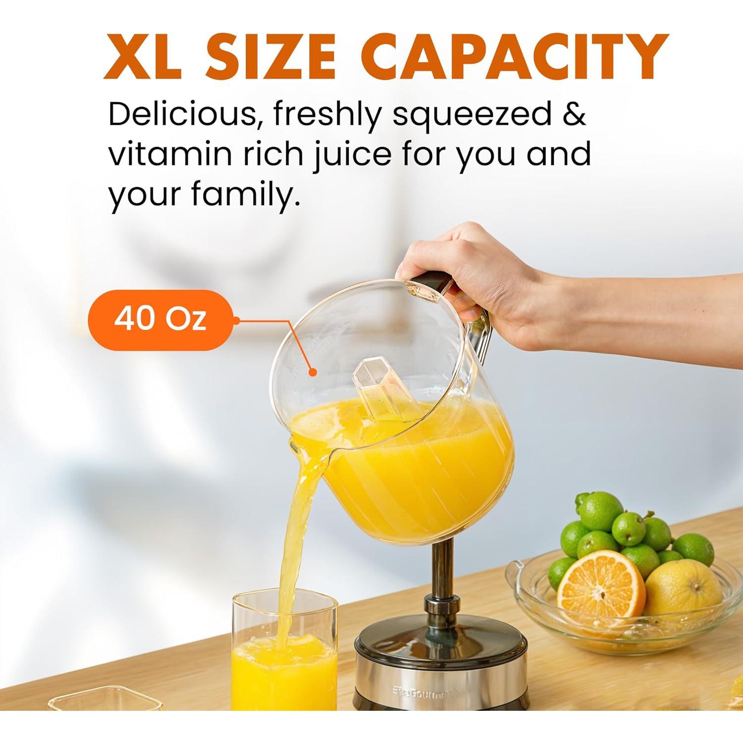 Exprimidor Eléctrico de Cítricos Elite Gourmet 1.2L BPA-Free