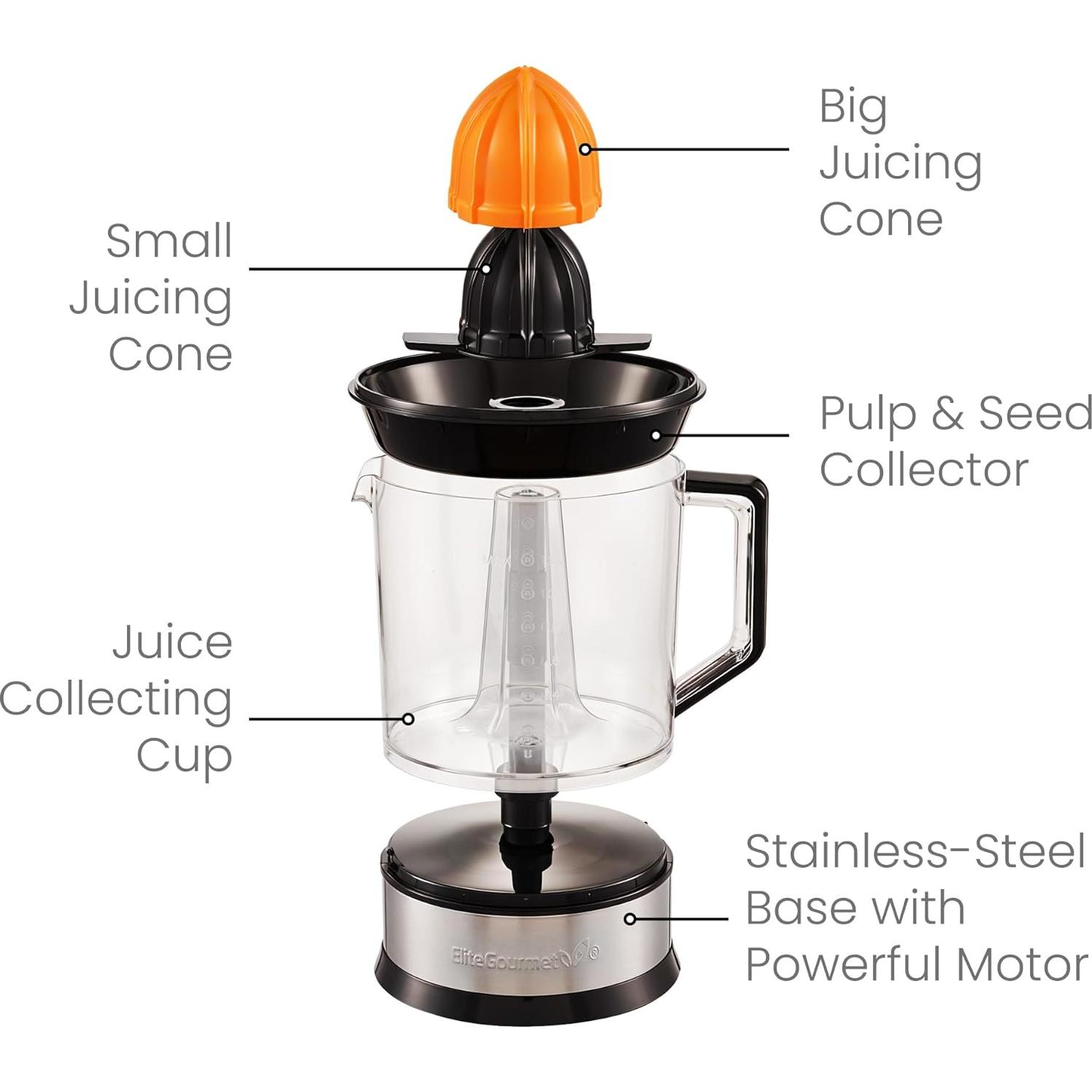 Exprimidor Eléctrico de Cítricos Elite Gourmet 1.2L BPA-Free