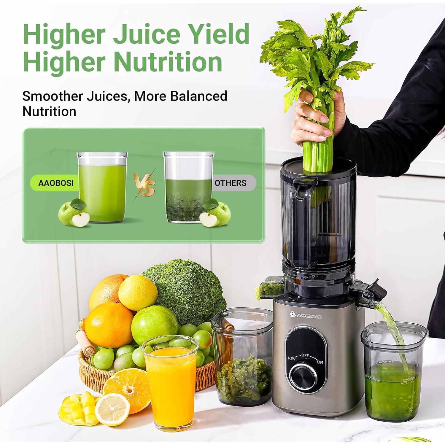 Exprimidor de Prensa en Frío AAOBOSI 11 cm, Alta Producción de Jugo