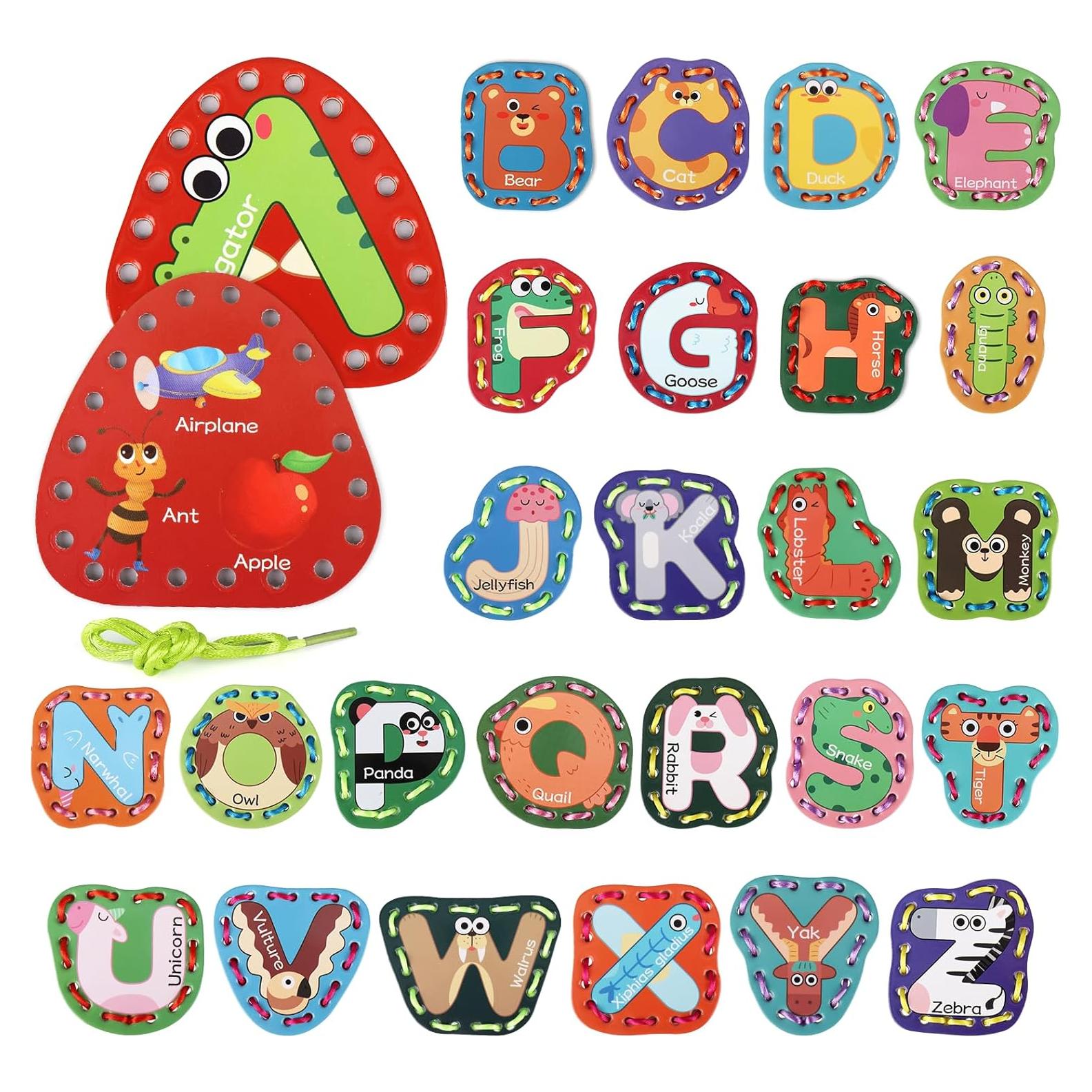 Tarjetas de Enhebrado Vodolo para Niños 3-5 Años, 26 PCS