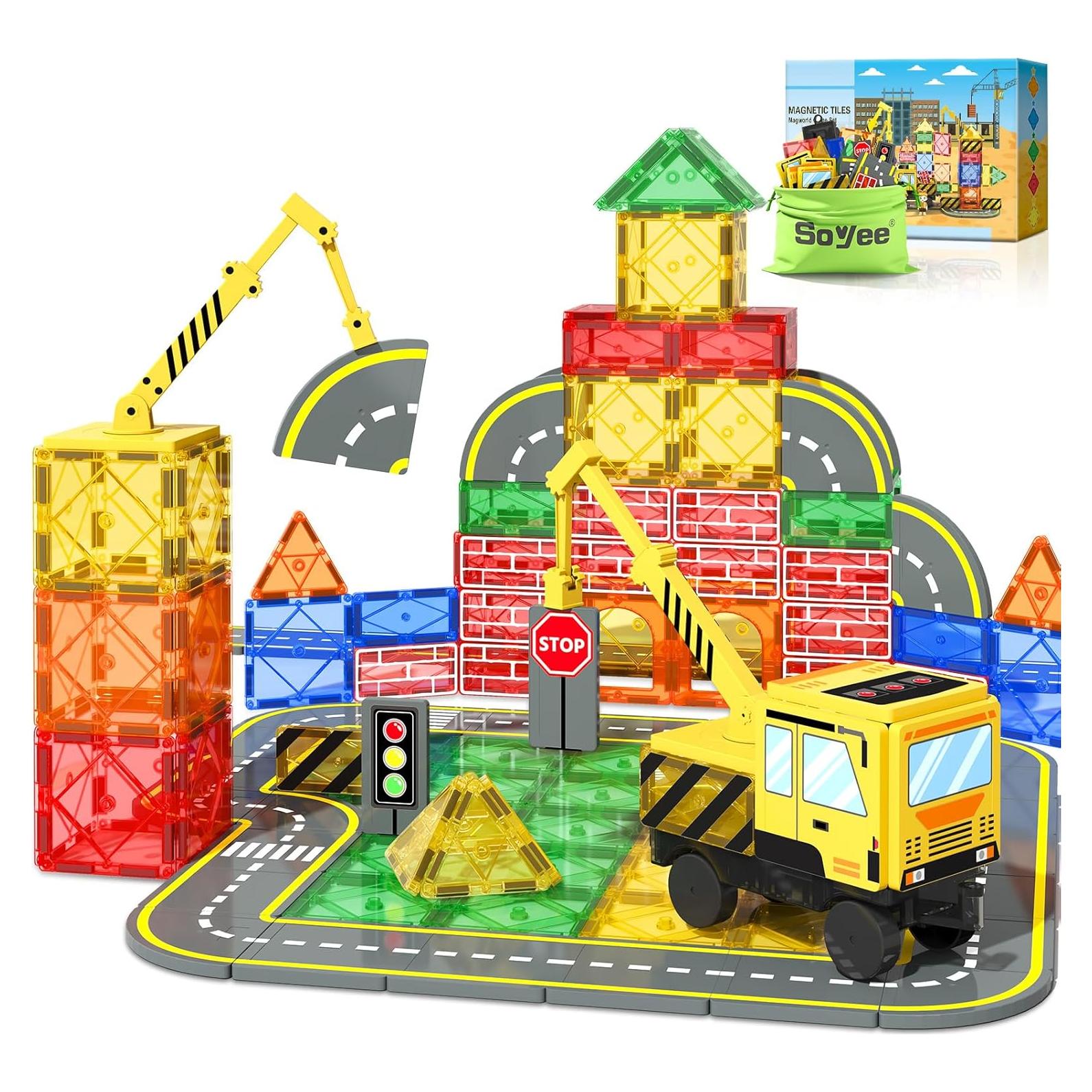 Bloques de Construcción Magnéticos Soyee Grúa y Camión 25.4x15.2 cm