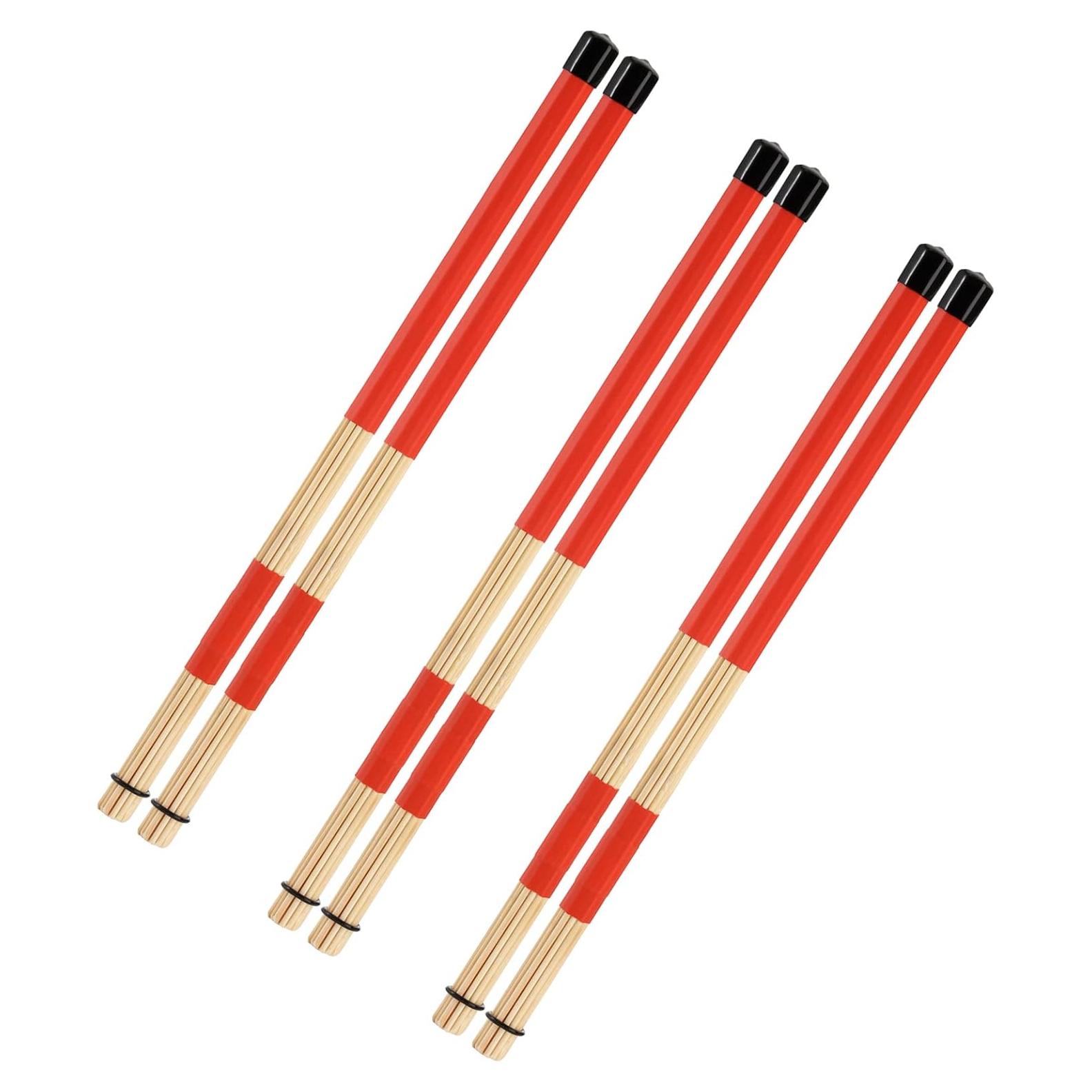 Palillos de Batería YOUEON 3 Pares 16" Bambú 5A Rojo
