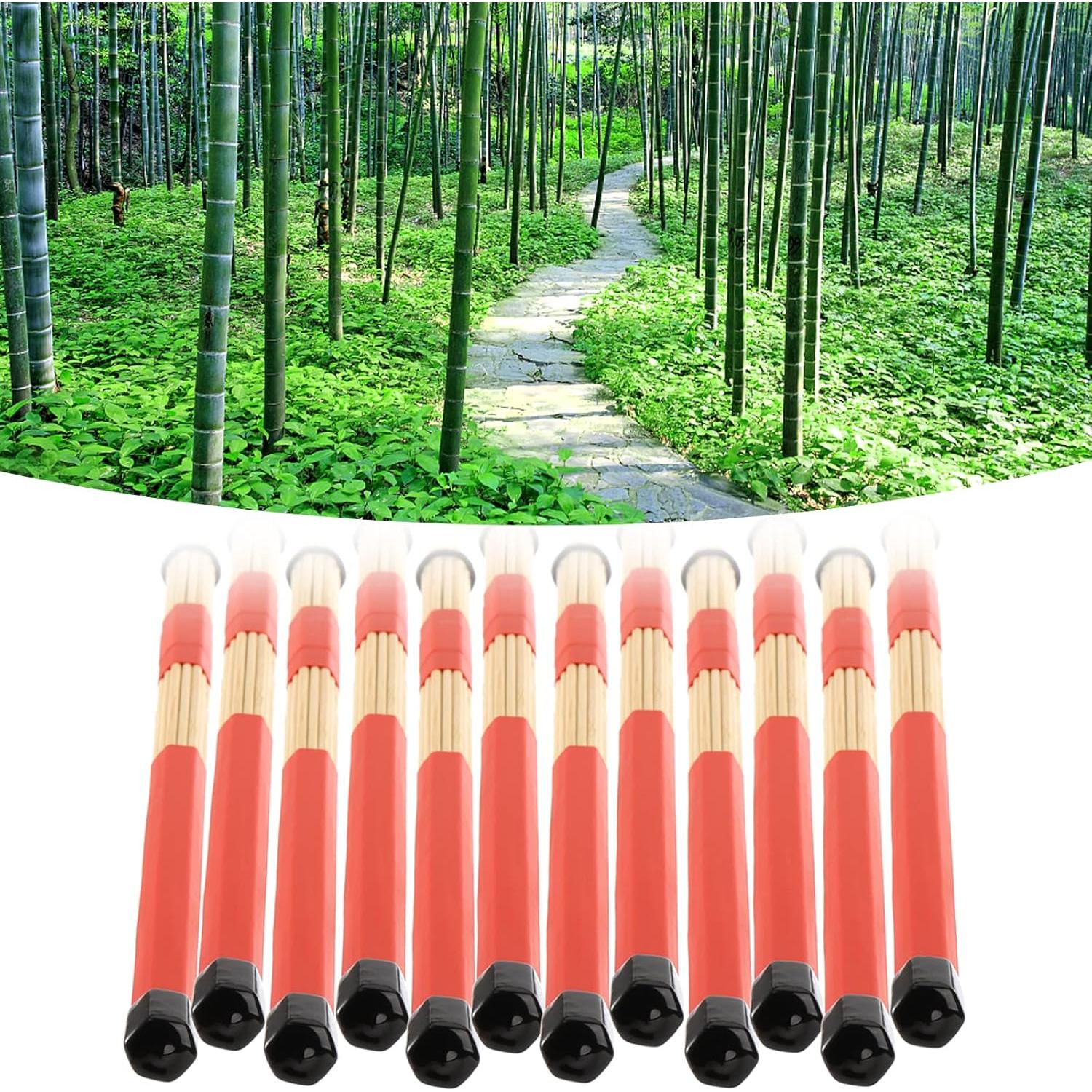 Palillos de Batería YOUEON 3 Pares 16" Bambú 5A Rojo