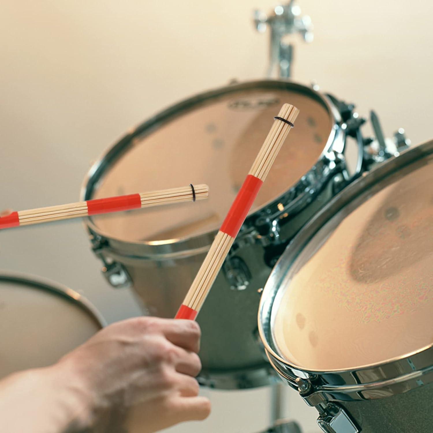 Palillos de Batería YOUEON 3 Pares 16" Bambú 5A Rojo