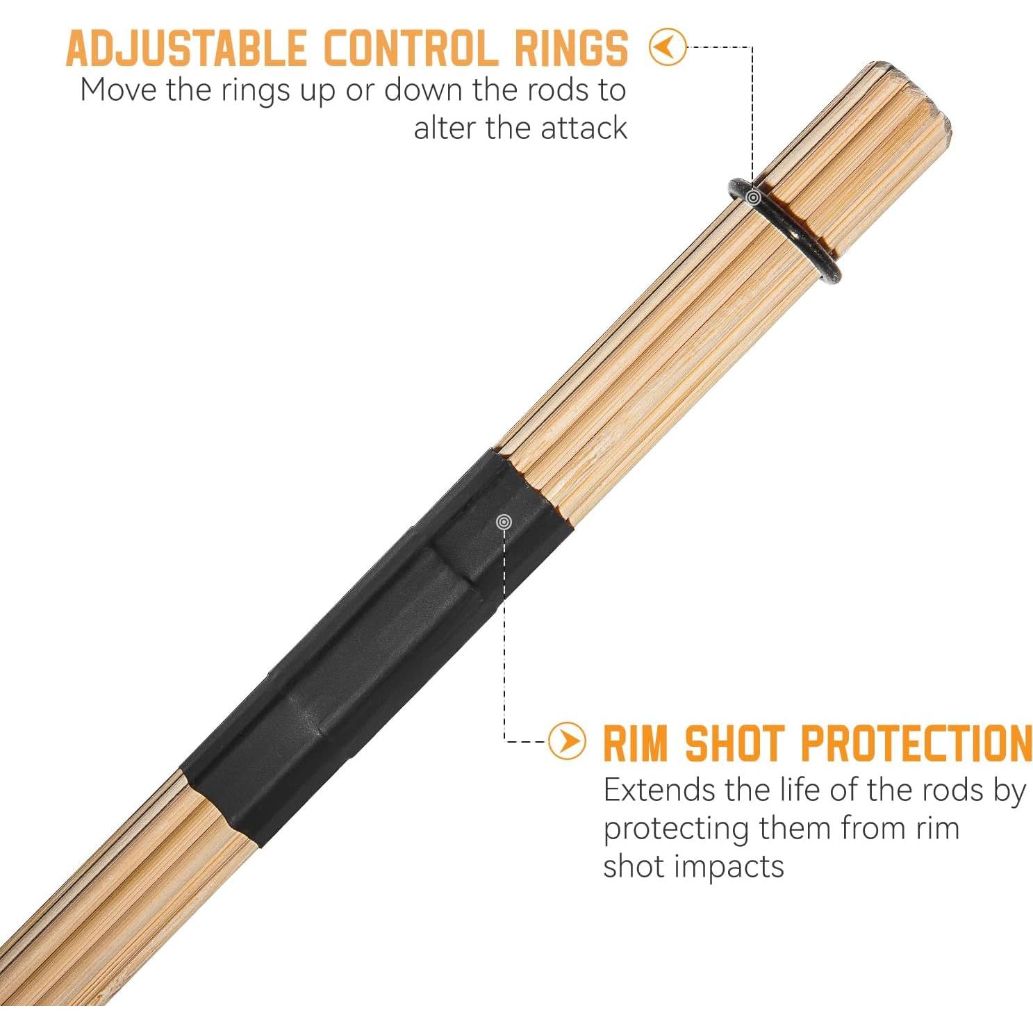 Palillos de Batería de Bambú LALAOK 4Pares Jazz Folk