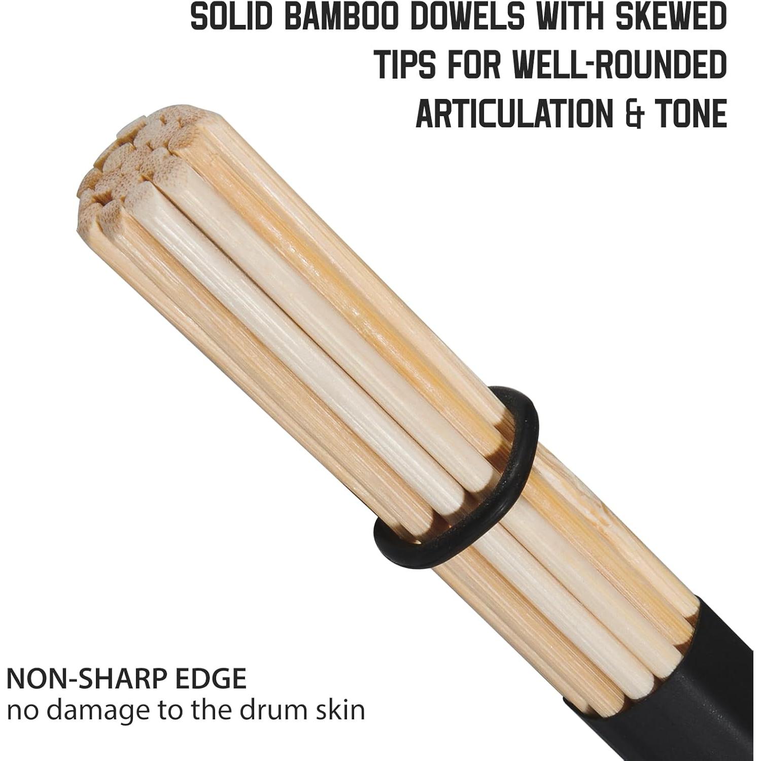 Palillos de Batería de Bambú LALAOK 4Pares Jazz Folk