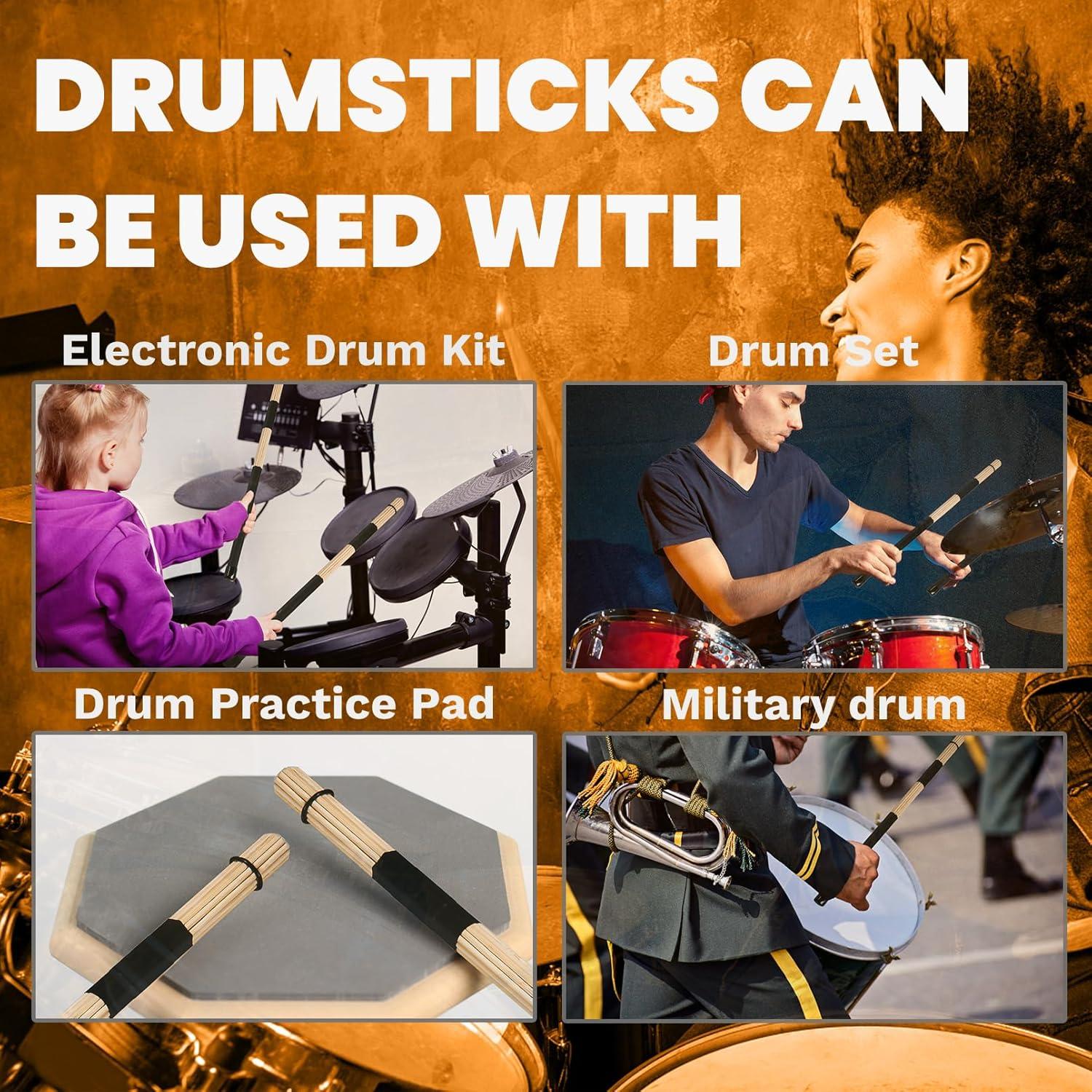 Palillos de Batería de Bambú LALAOK 4Pares Jazz Folk