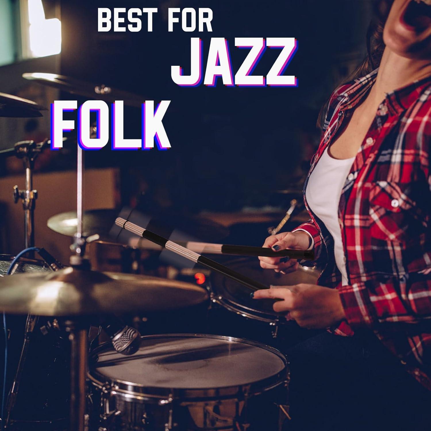 Palillos de Batería de Bambú LALAOK 4Pares Jazz Folk