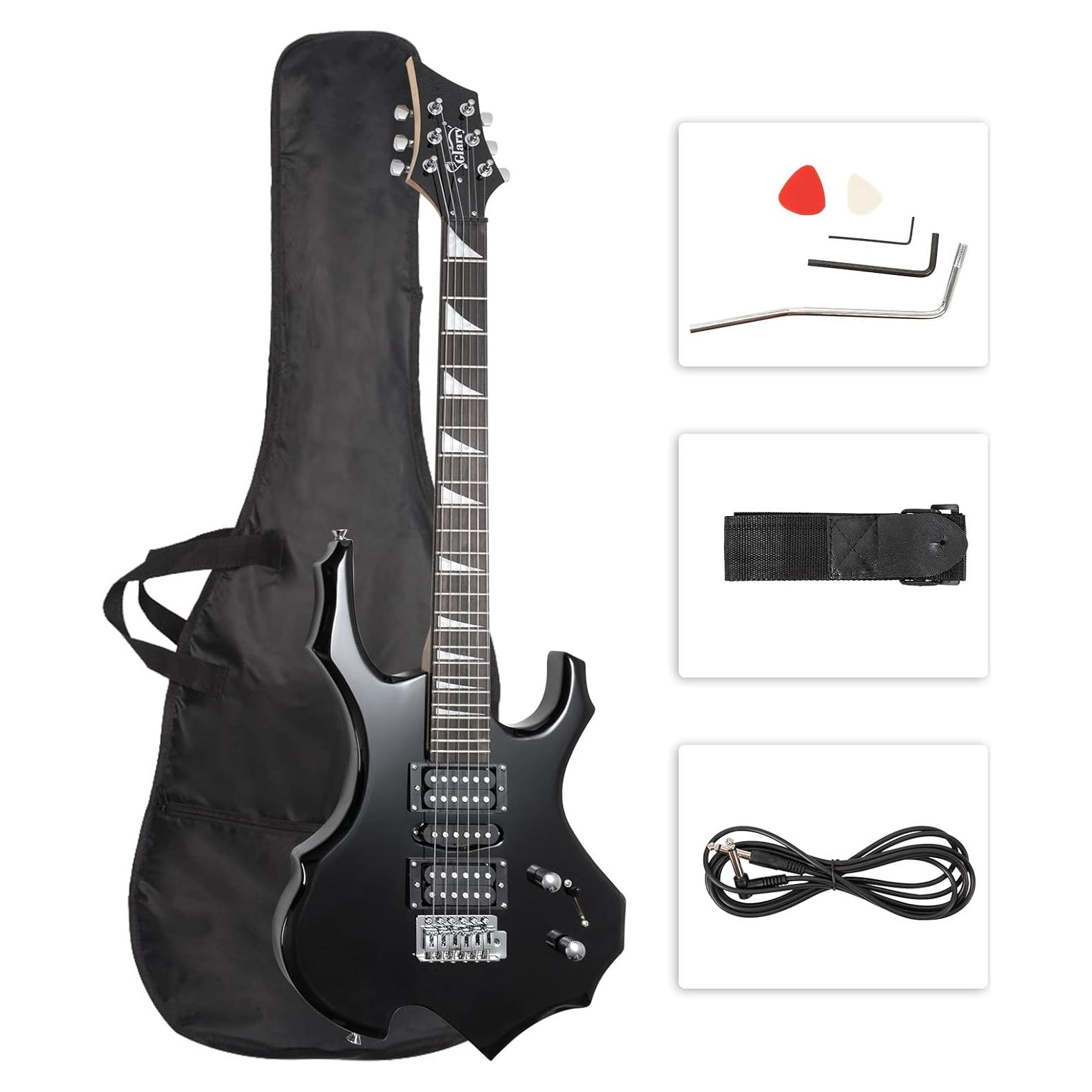 Guitarra Eléctrica Glarry Llama Ardiente 6 Cuerdas Negra