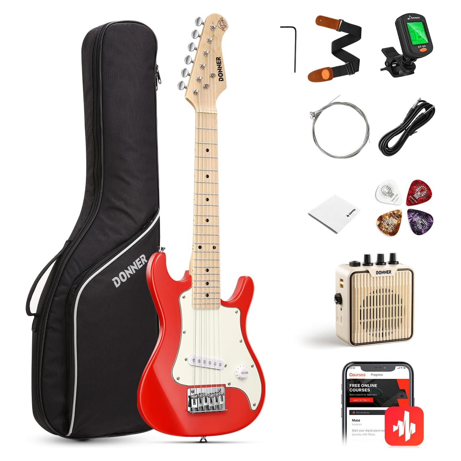 Guitarra Eléctrica Infantil Donner ST 30" Roja para Principiantes