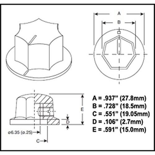 Perillas de Potenciómetro C. B. Gitty 2 Piezas Negro 6mm