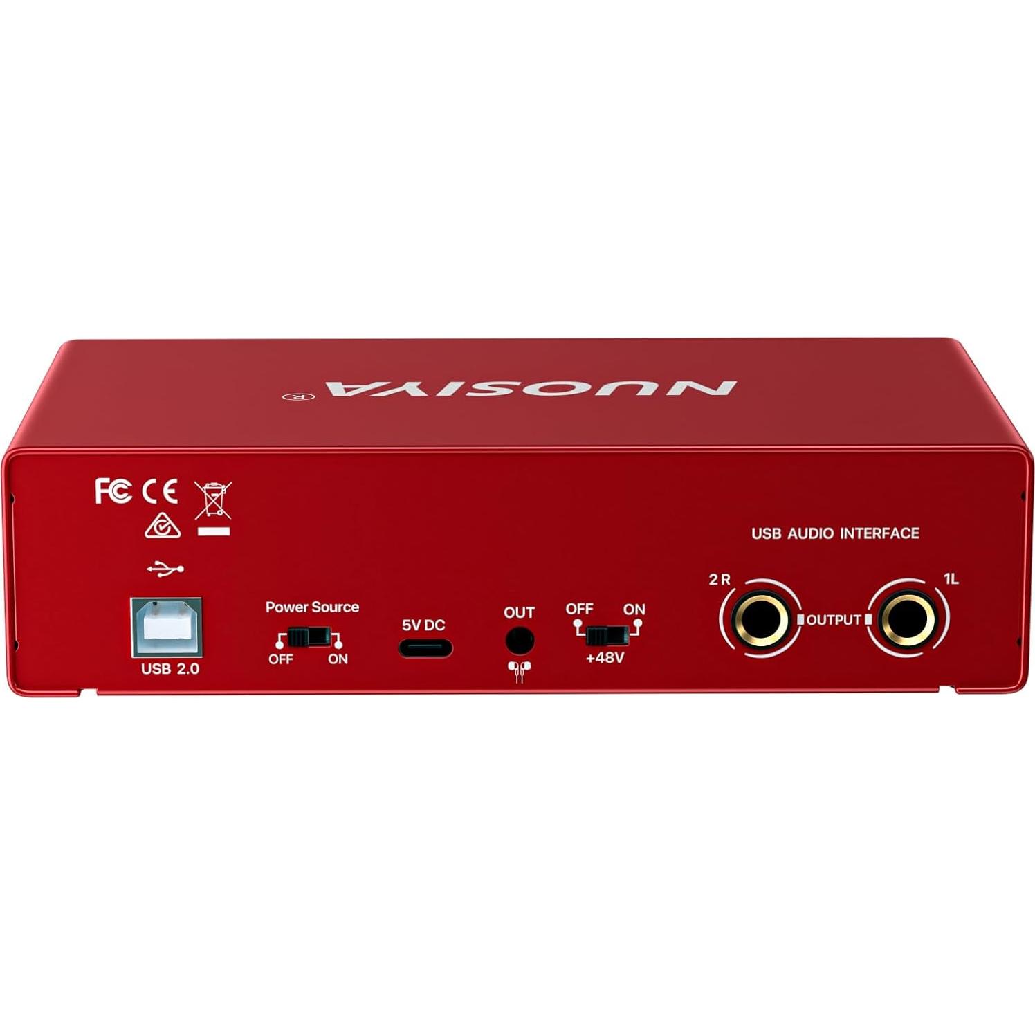 Interfaz de Audio USB 2x2 Rojo para Guitarra y Micrófono 24Bit/192kHz