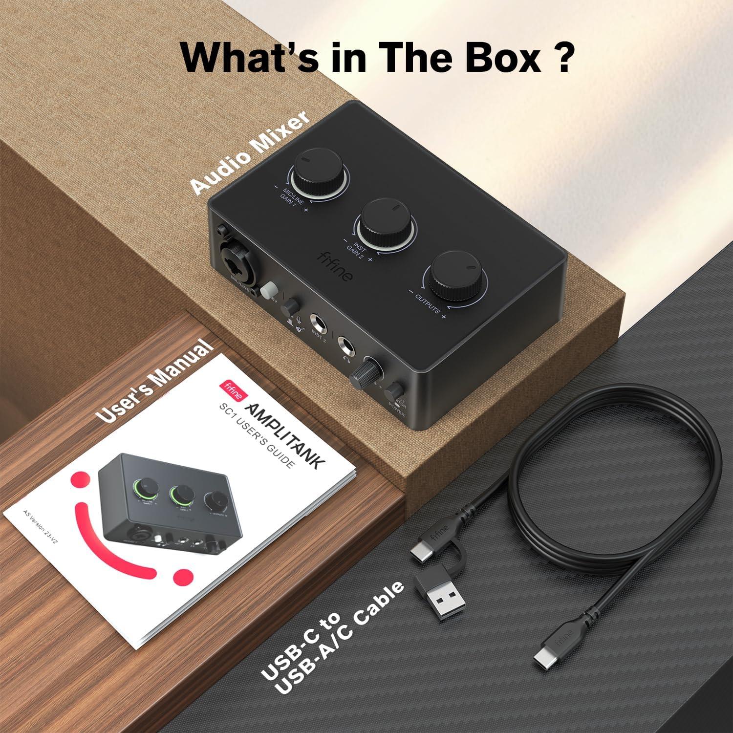 Mezclador de Audio FIFINE SC1 USB para PC con XLR y 48V