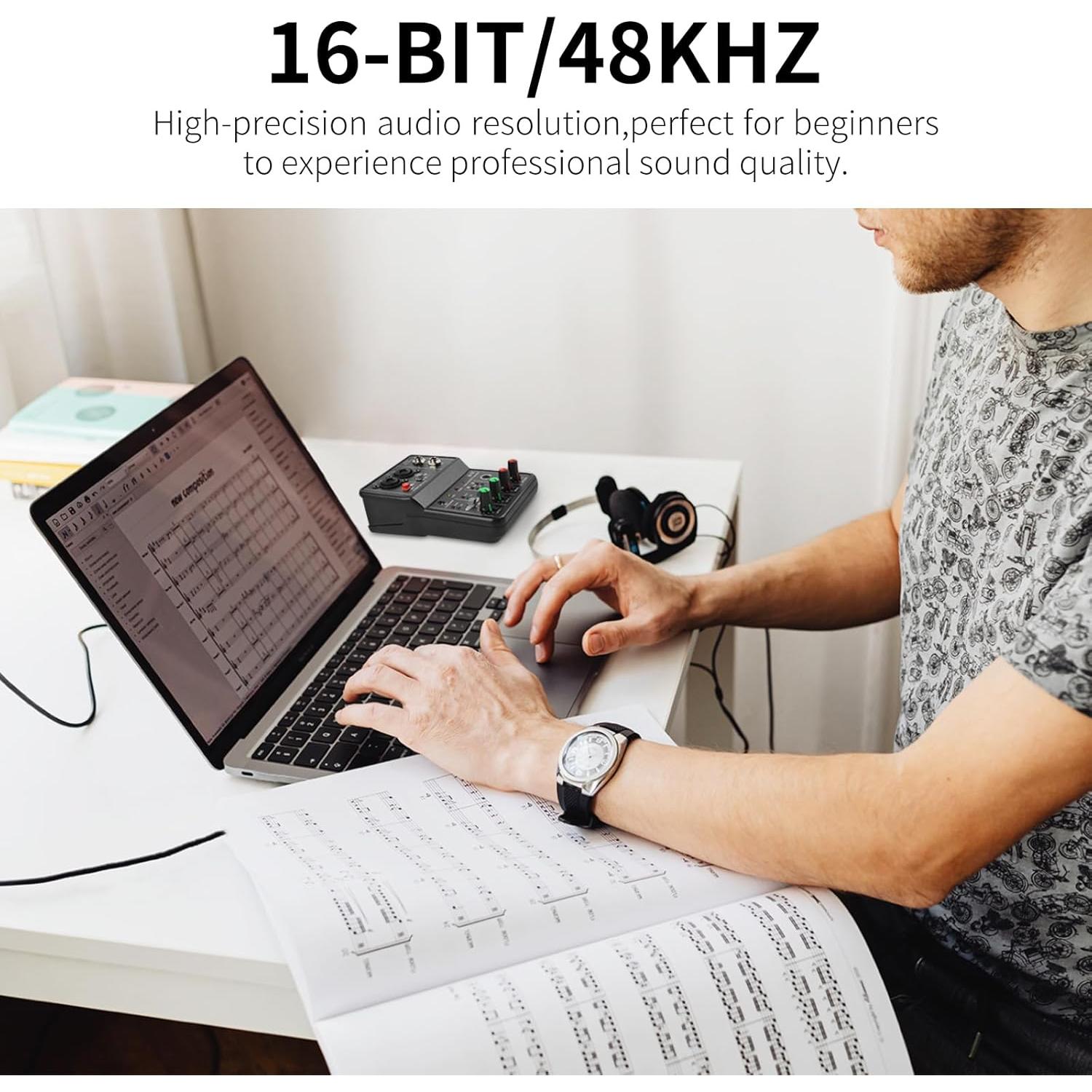 Interfaz de Audio USB XTUGA Q12 para Grabación de Música