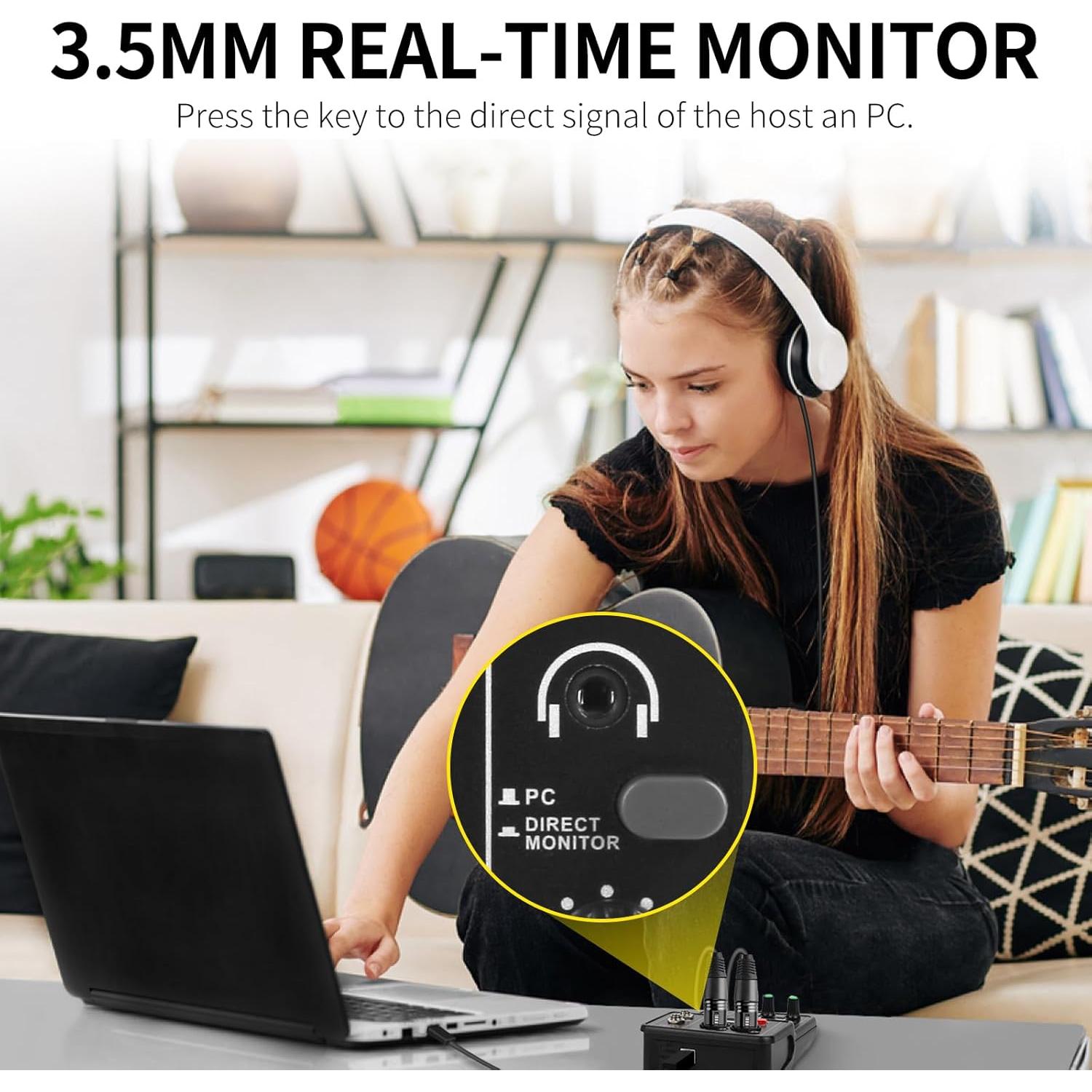 Interfaz de Audio USB XTUGA Q12 para Grabación de Música