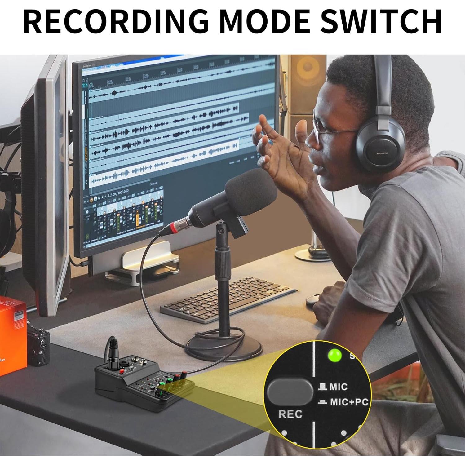 Interfaz de Audio USB XTUGA Q12 para Grabación de Música