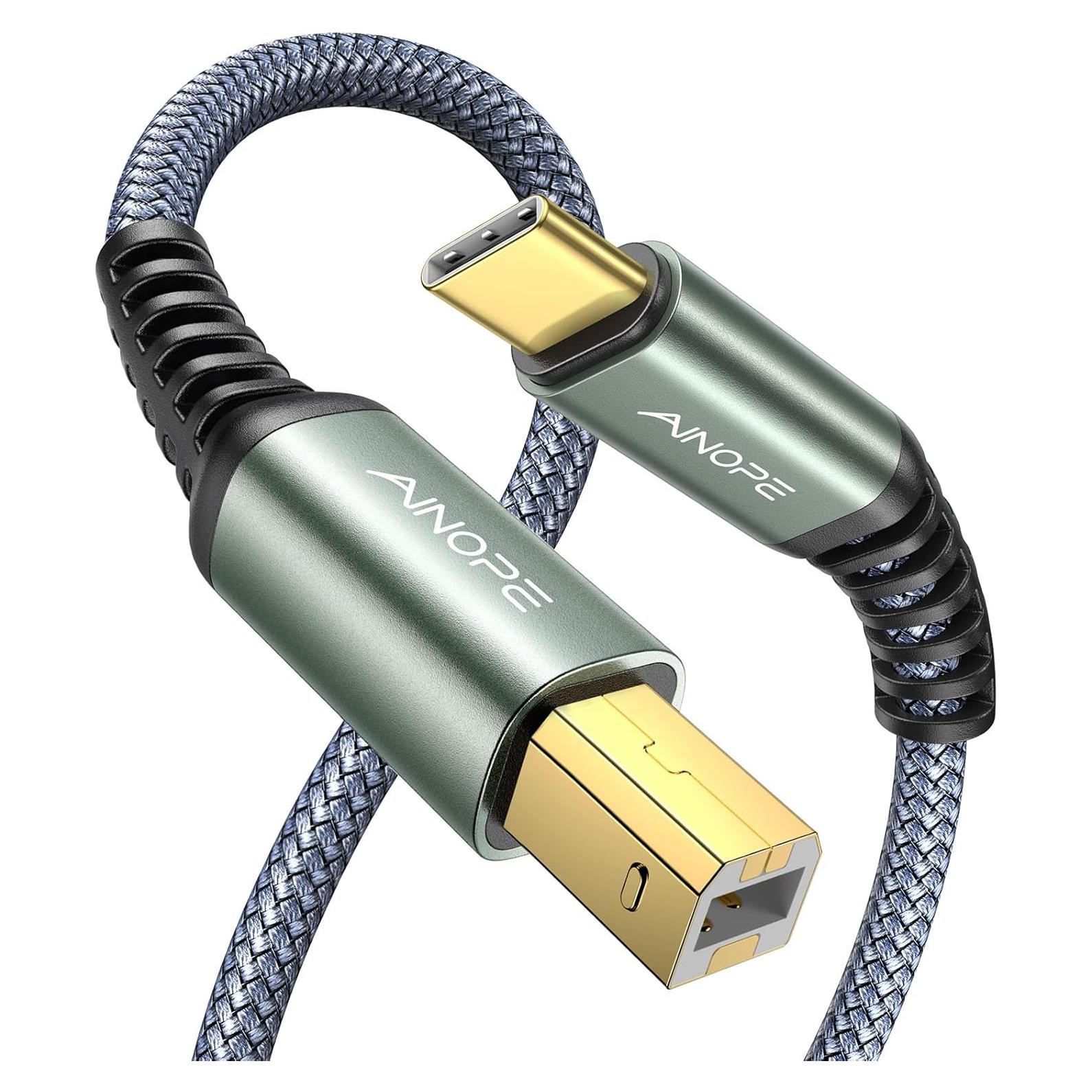Cable USB C a USB B AINOPE 2m Alta Velocidad Gris