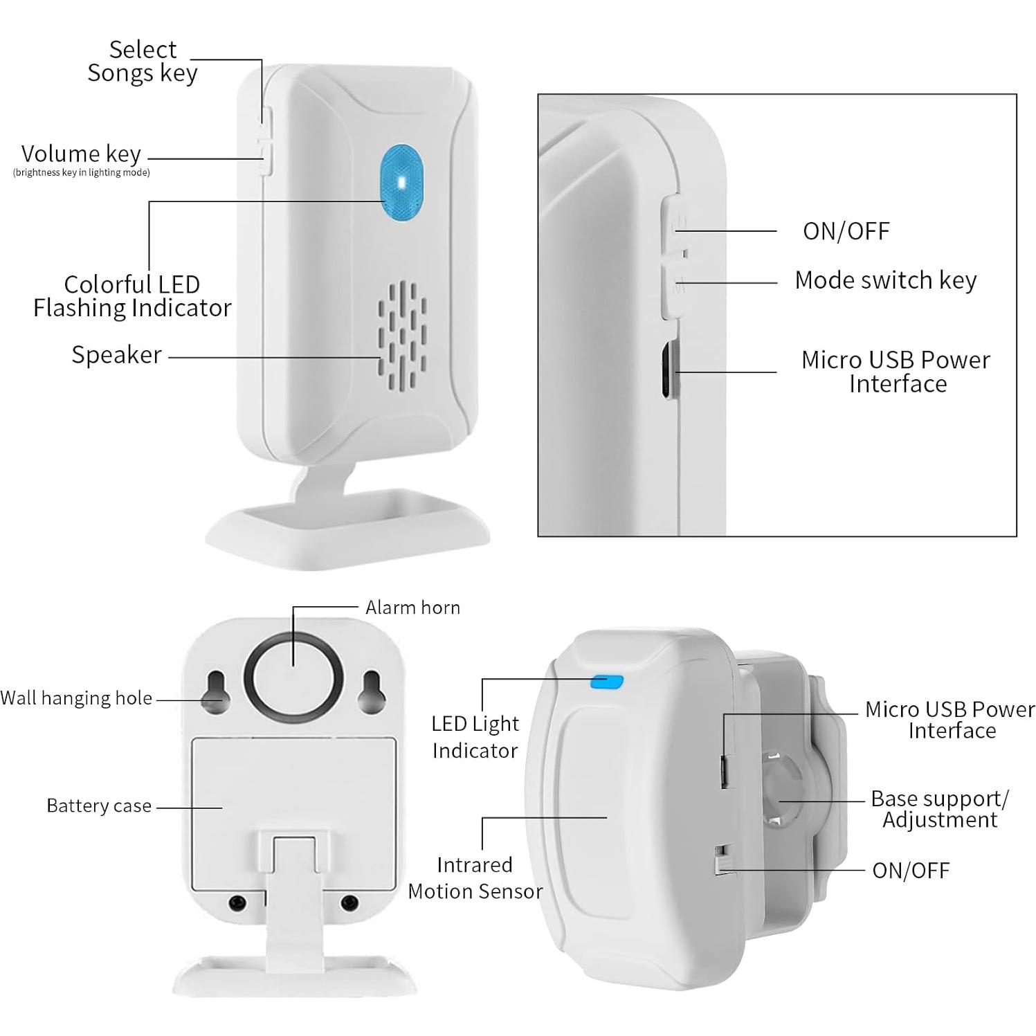 Timbre de Sensor de Movimiento KCMYTONER 280m Inalámbrico