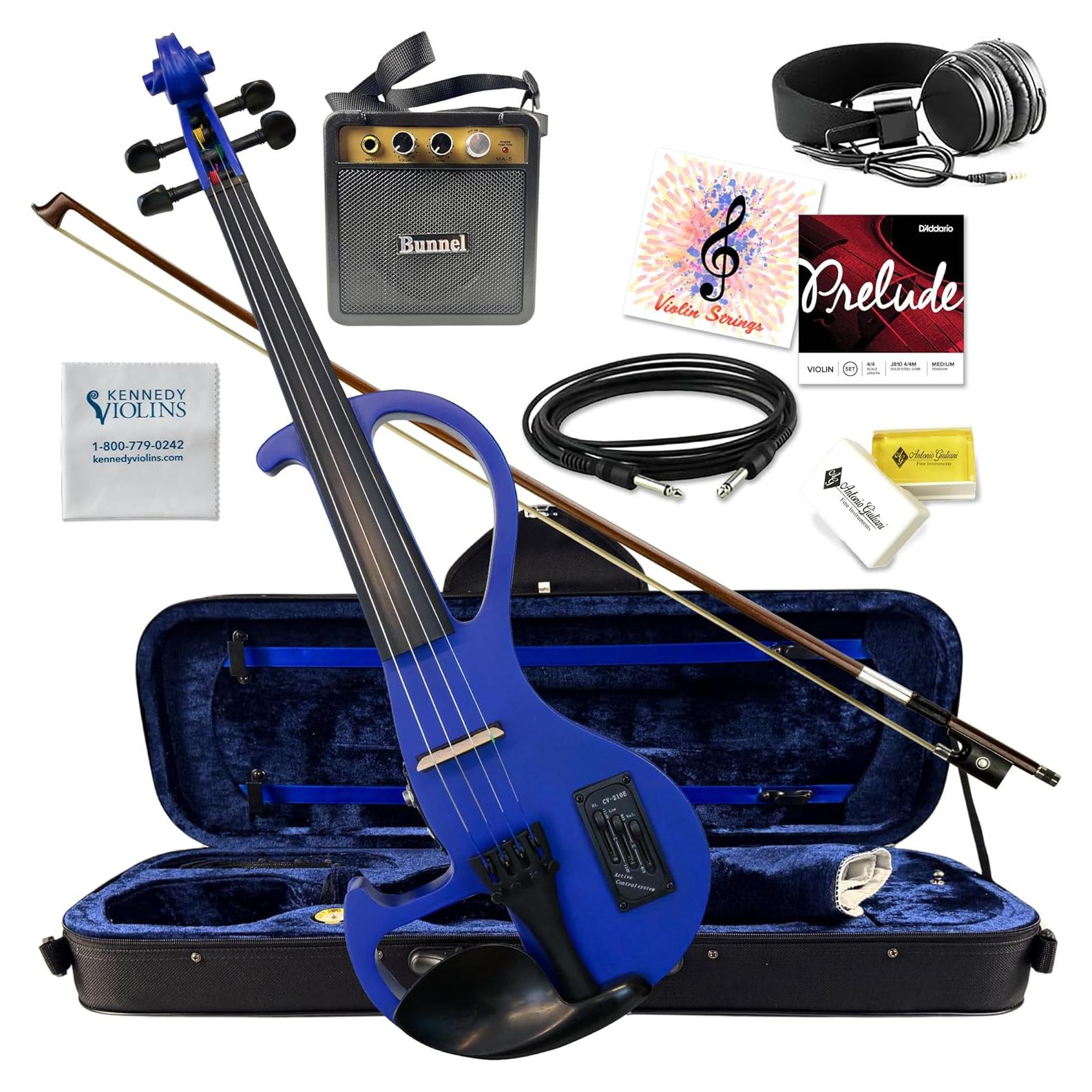 Violín Eléctrico Bunnel Edge 4/4 Azul con Estuche y Accesorios