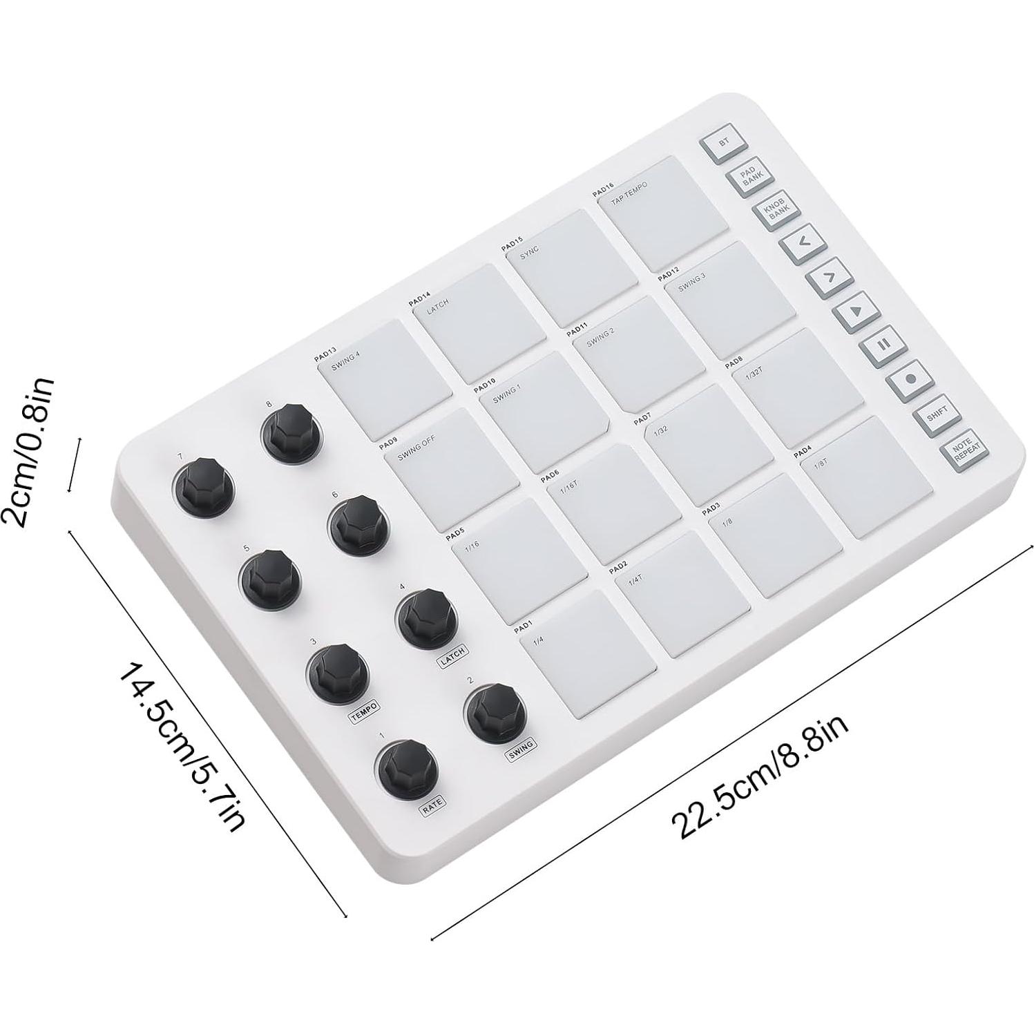 Controlador MIDI Summina Pad 16 Pads RGB Conexión BT 0.68 kg