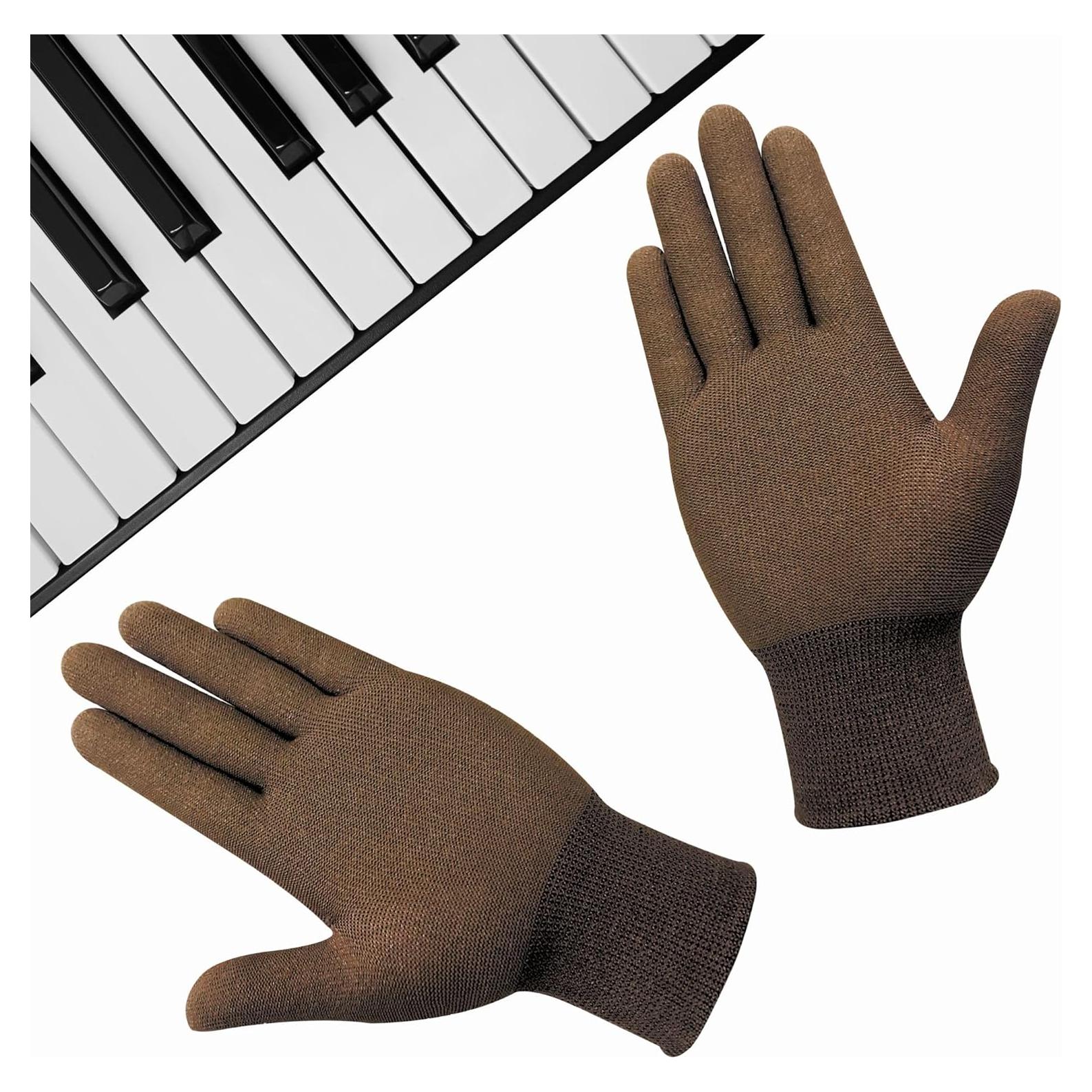 Guantes Táctiles para Piano Unisex - Absorbentes de Sudor, Marrón Talla M