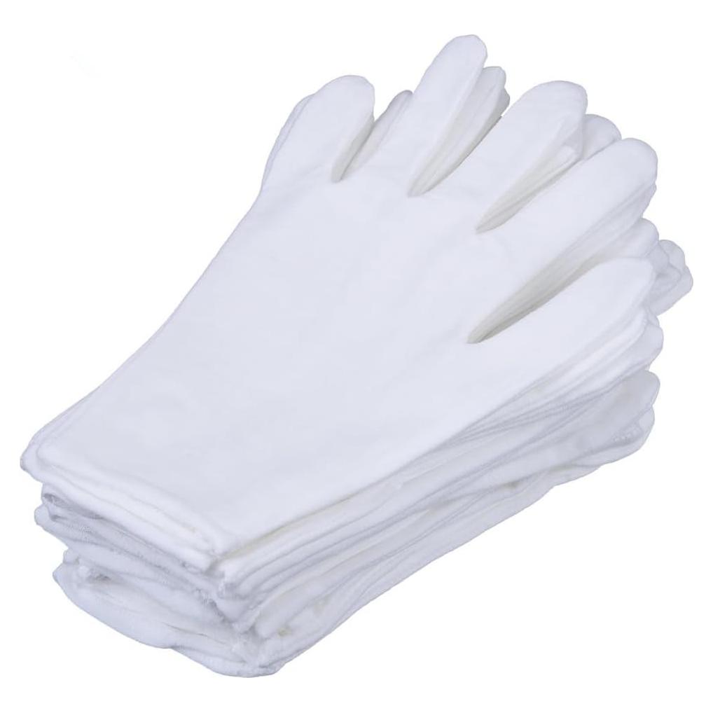 Guantes de Algodón Blanco S&DIAN - 8 Pares Tamaño Mediano 19 cm