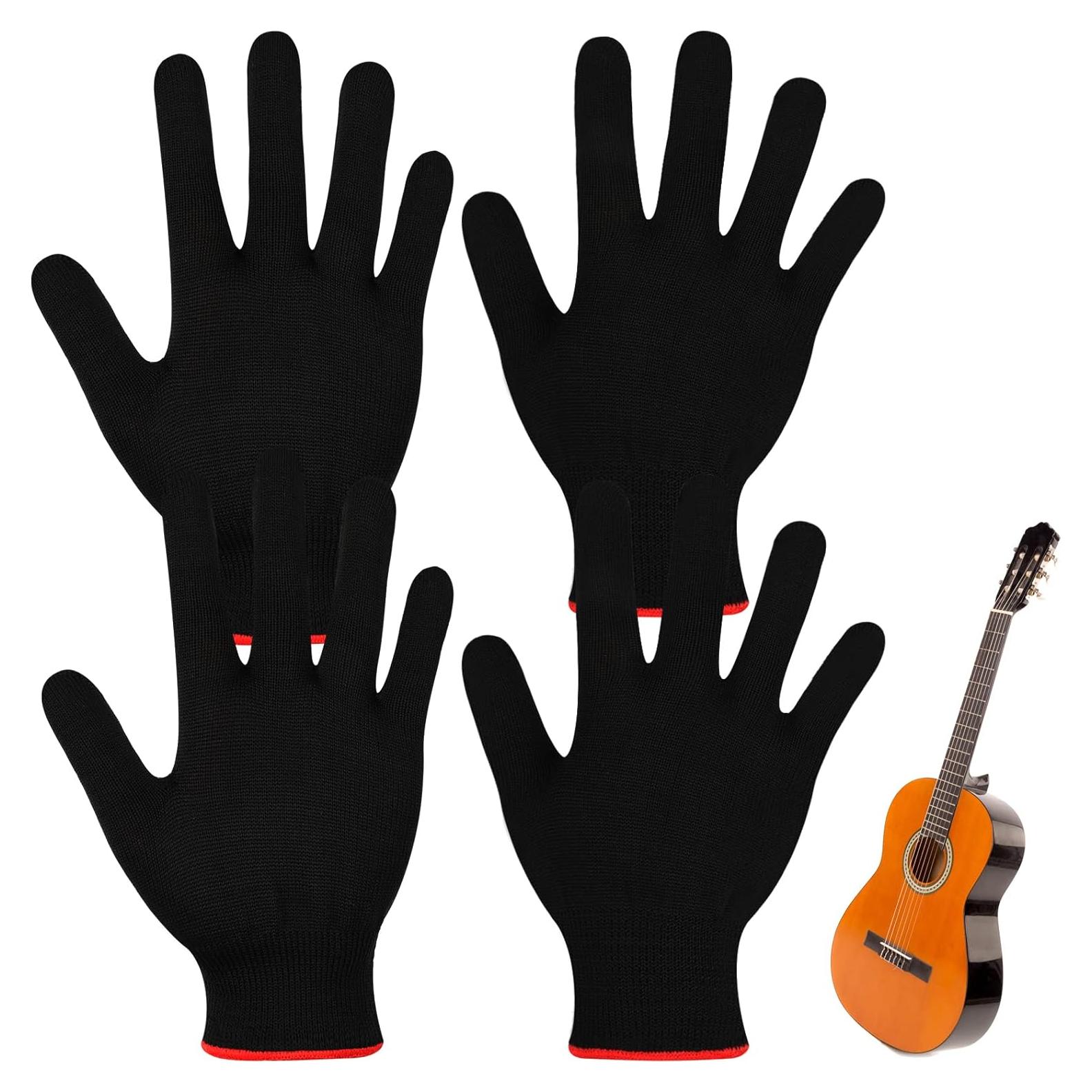 Guantes de Guitarra Jiuguva 4 Piezas Medianos Nylon Negro