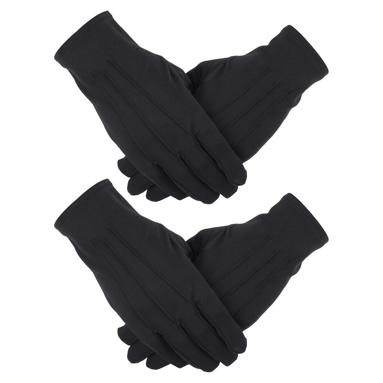 Guantes Negros de Nylon y Algodón para Hombre - 2 Pares