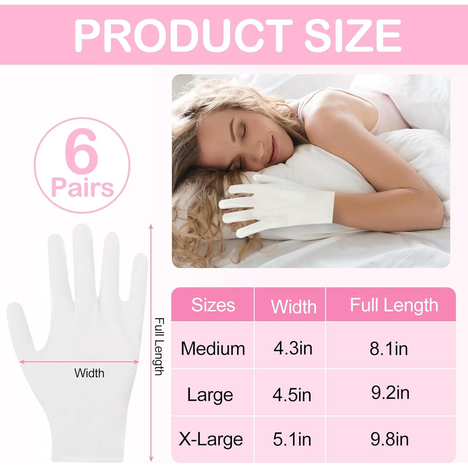 Guantes de Algodón Hidratantes Zealor 6 Pares Extra Grande