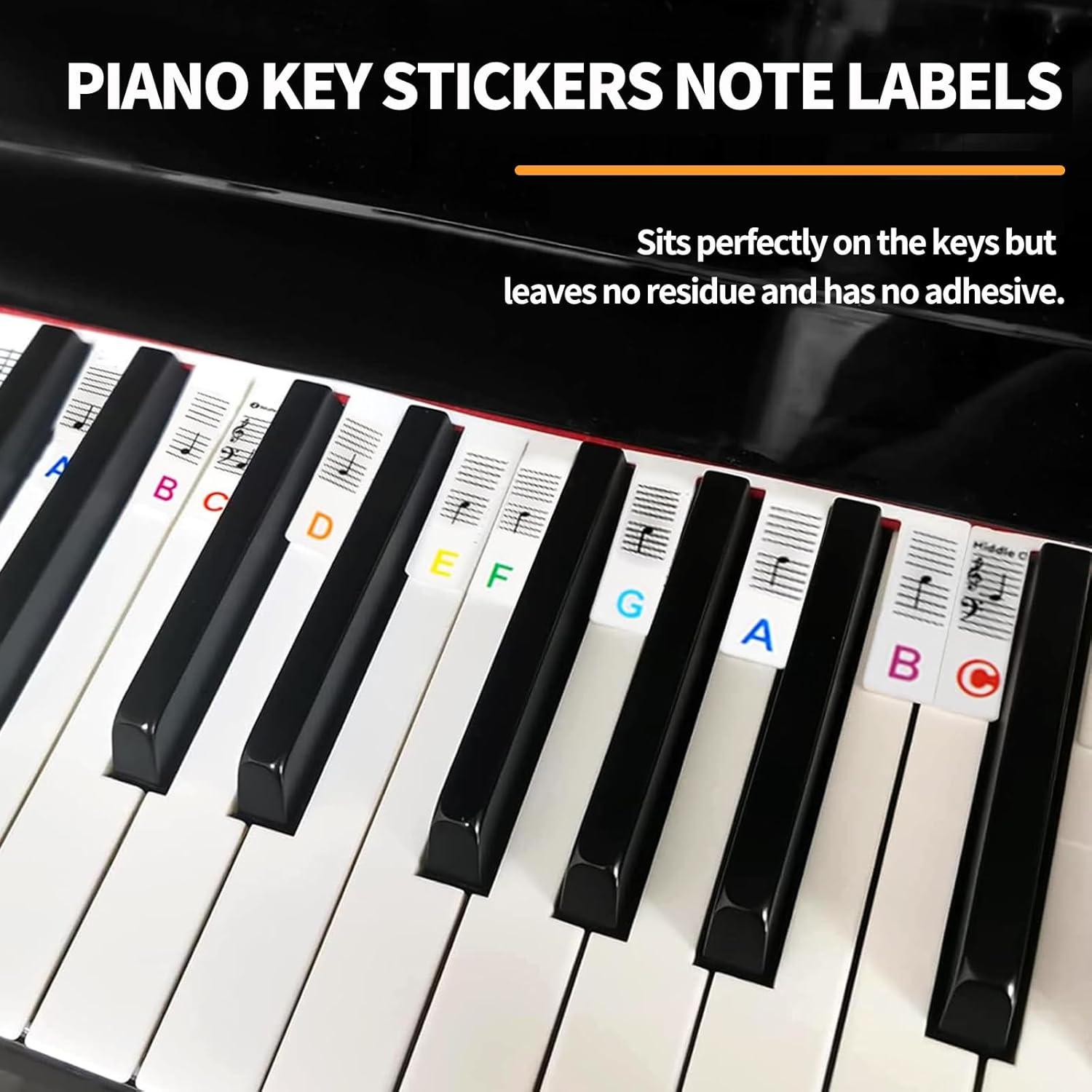 Etiquetas de Notas para Piano Viemior 88 Teclas Silicona Removibles