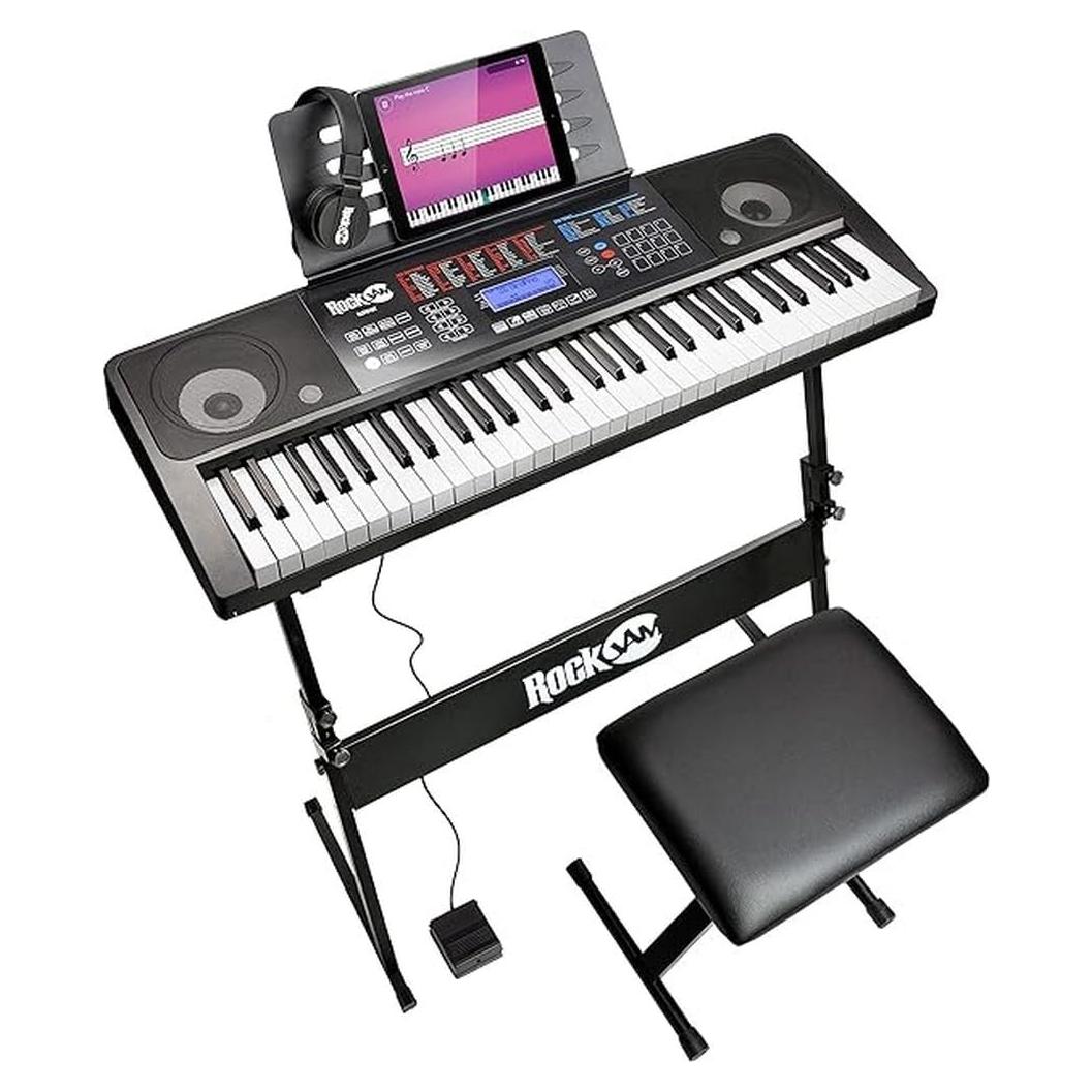 Kit de Piano Digital RockJam RJ761 de 61 Teclas con Soporte y Pedal