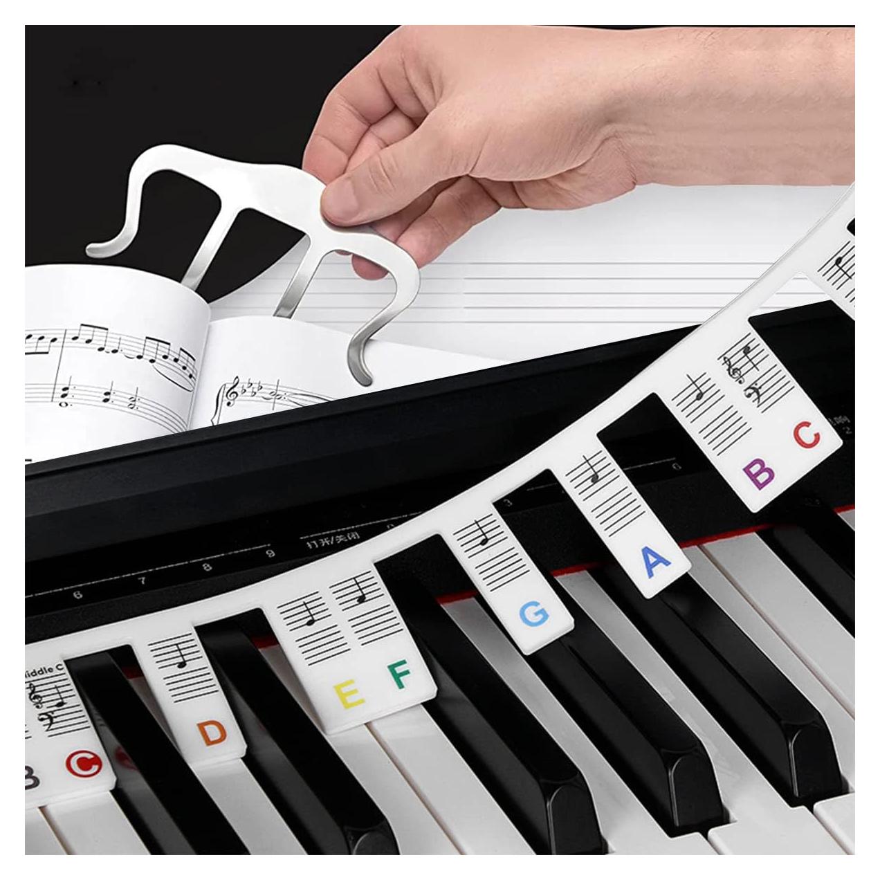 Etiquetas de Notas para Teclado de Piano GQT, Silicona 88 Teclas