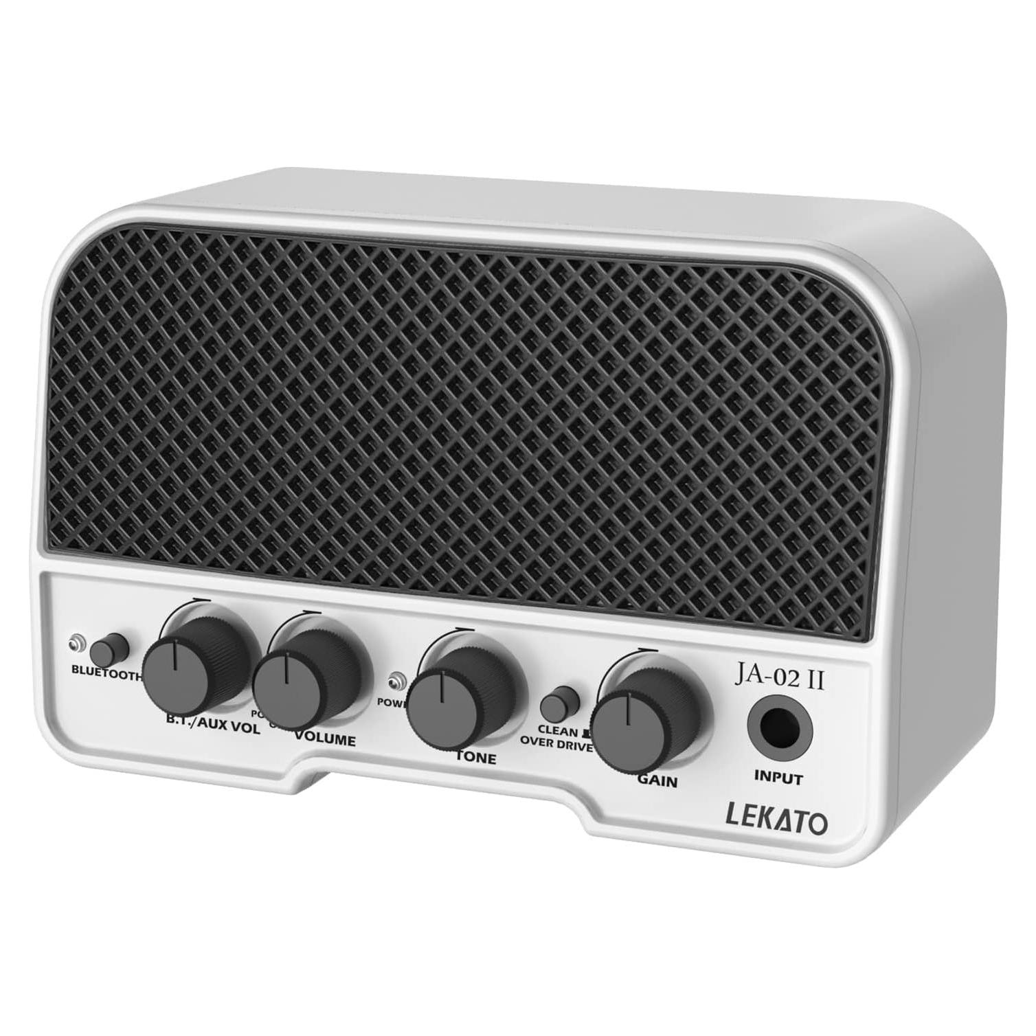Amplificador de Guitarra LEKATO 5W Recargable Bluetooth Blanco