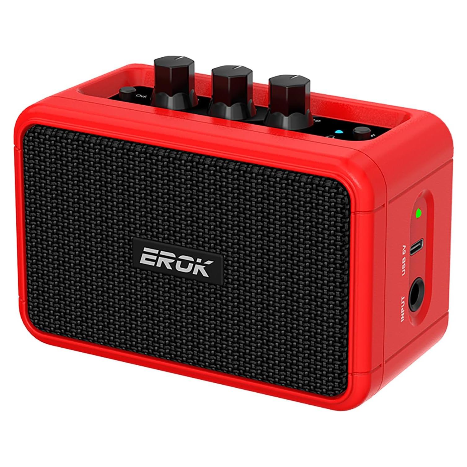 Amplificador de guitarra eléctrica EROK EK-AG-04 5W Bluetooth Rojo