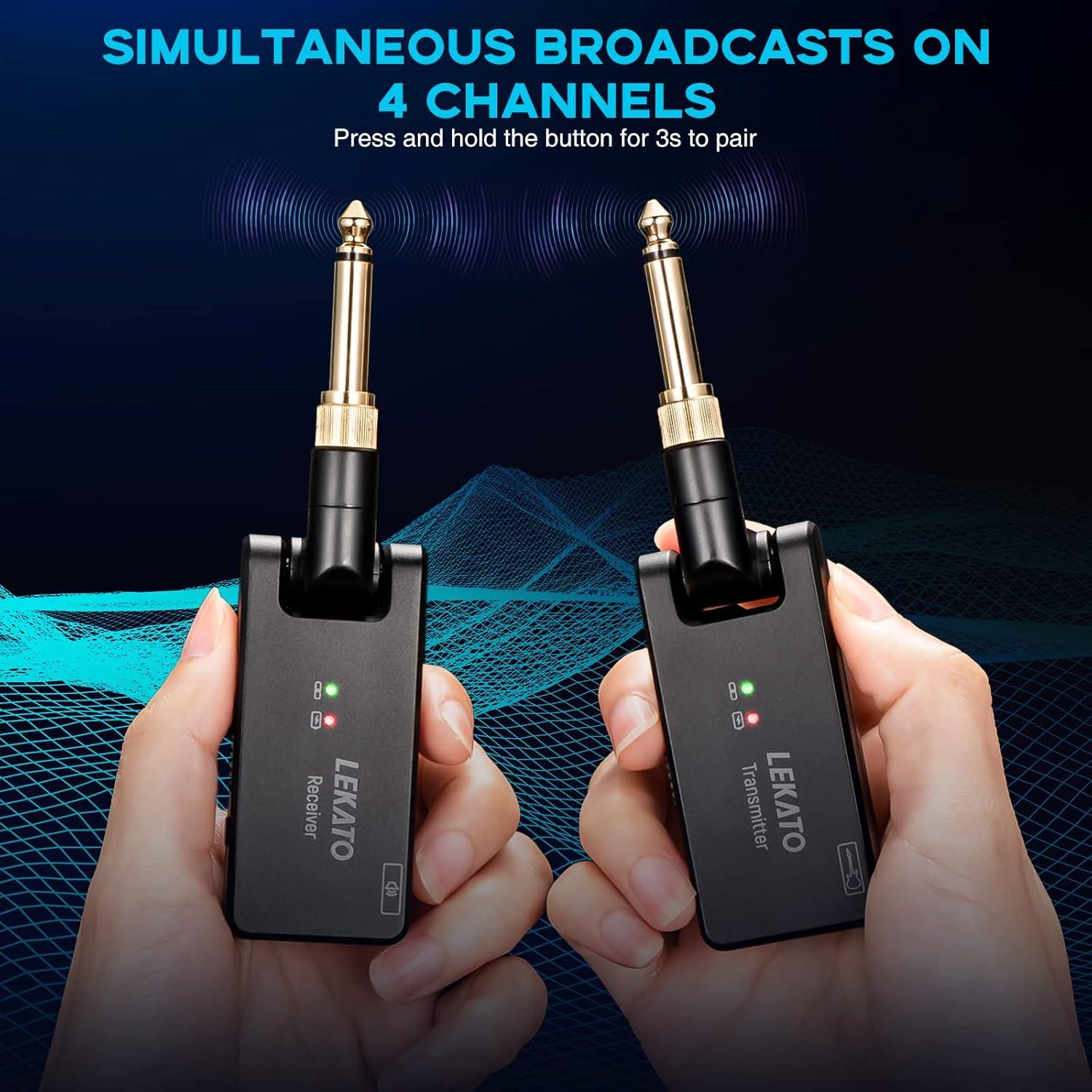 Sistema Inalámbrico de Guitarra LEKATO WS-100 2.4GHz Recargable