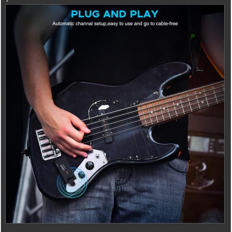 Sistema Inalámbrico de Guitarra LEKATO WS-100 2.4GHz Recargable