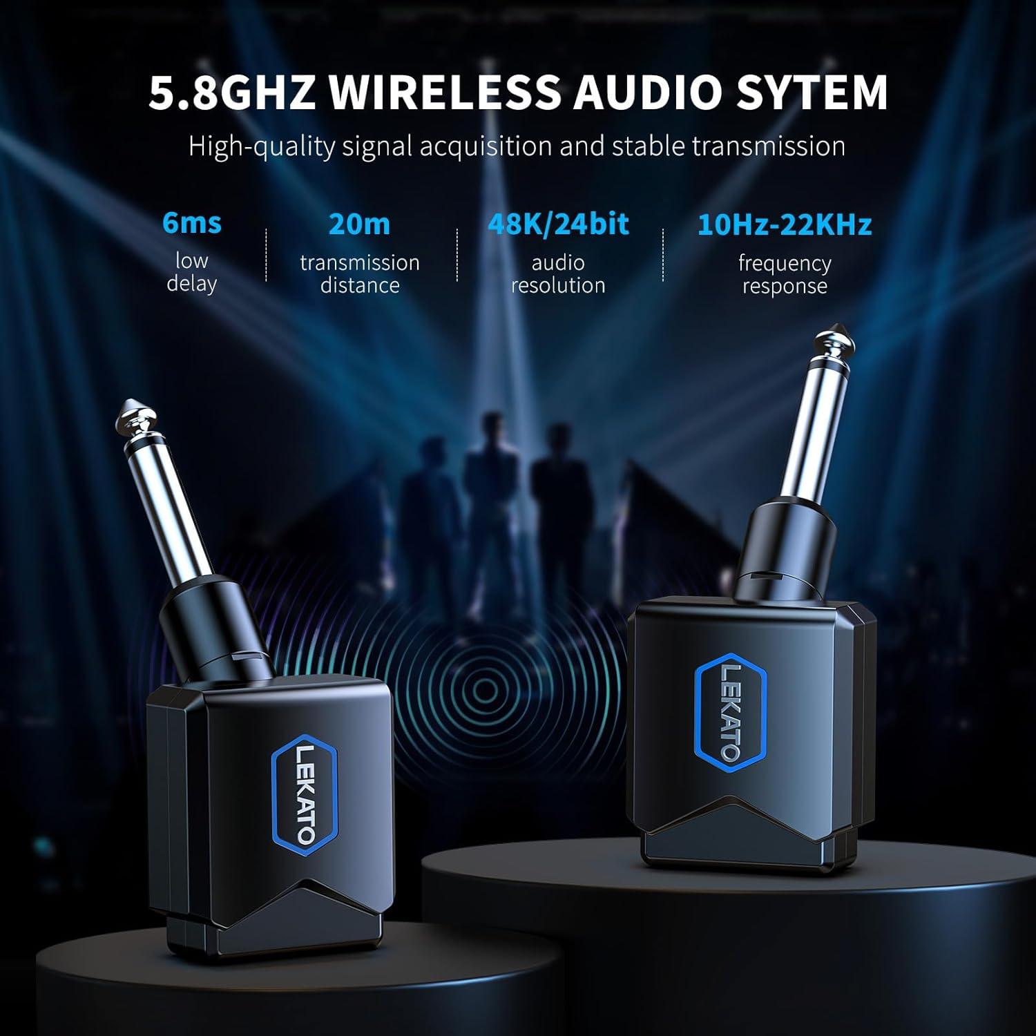 Sistema Inalámbrico de Guitarra LEKATO JW-06 5.8G con Caja de Carga