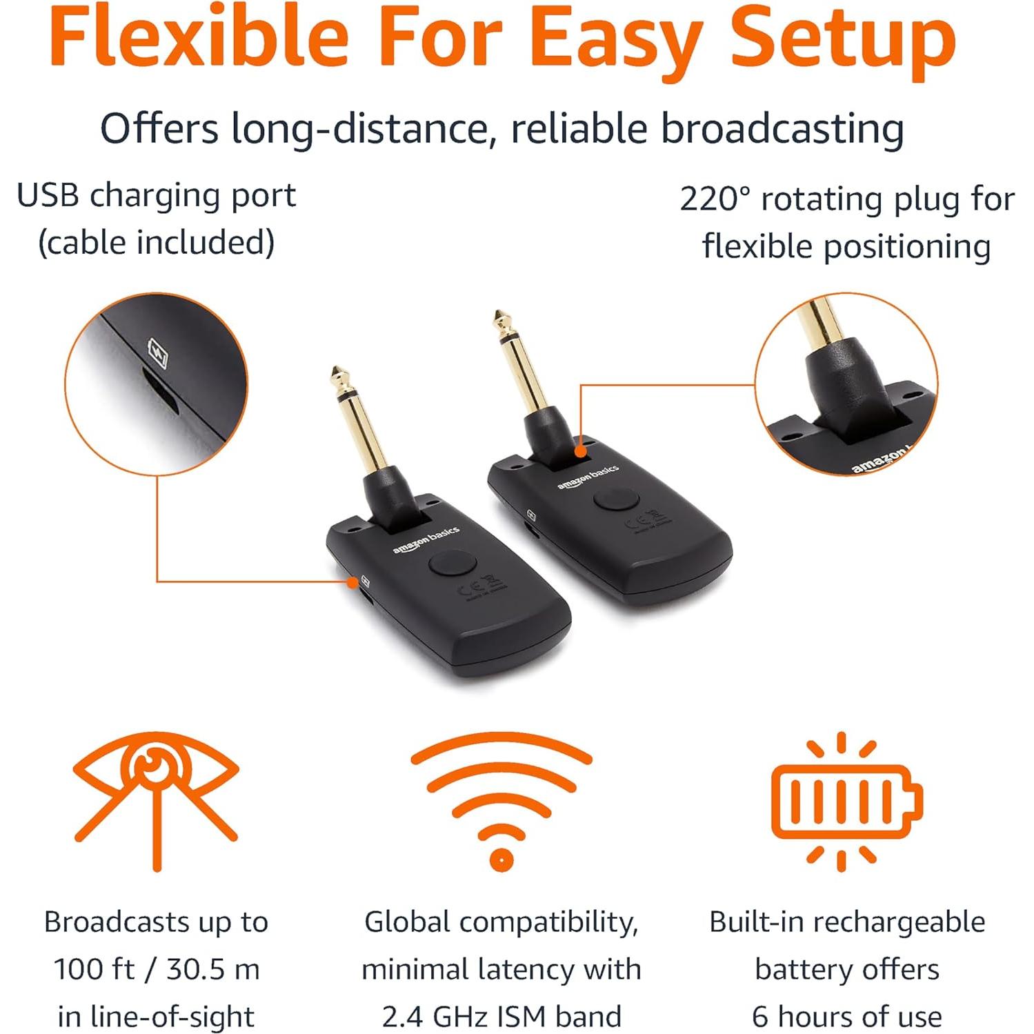 Sistema Inalámbrico Digital para Guitarra Amazon Basics