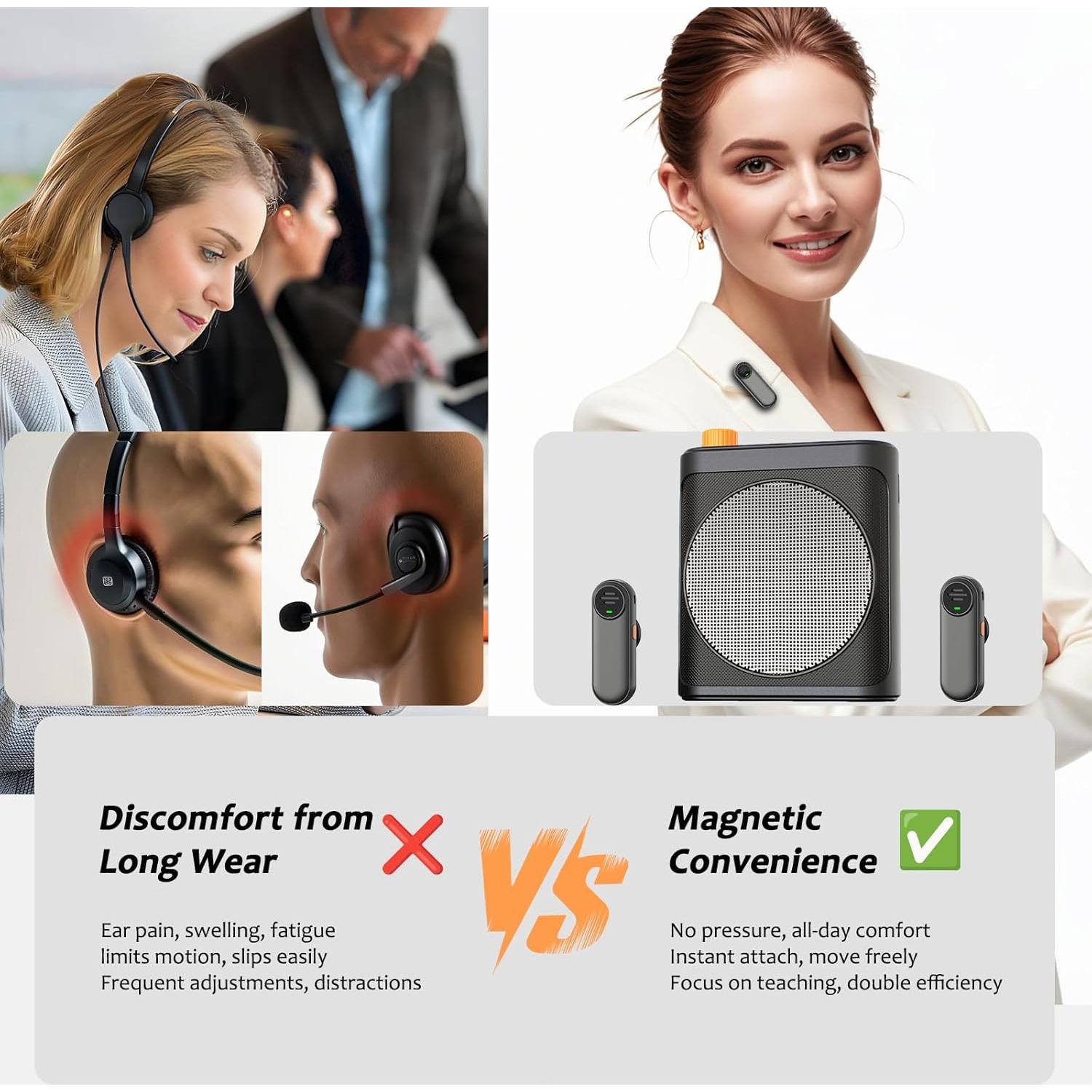 Amplificador de Voz Inalámbrico Bluetooth con 2 Micrófonos - Negro