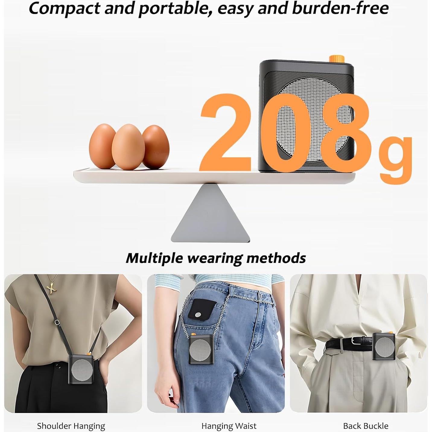 Amplificador de Voz Inalámbrico Bluetooth con 2 Micrófonos - Negro