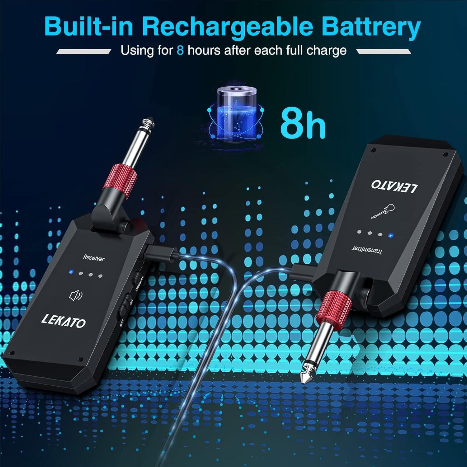 Sistema Inalámbrico de Guitarra LEKATO WS-90 5.8GHz 4 Canales