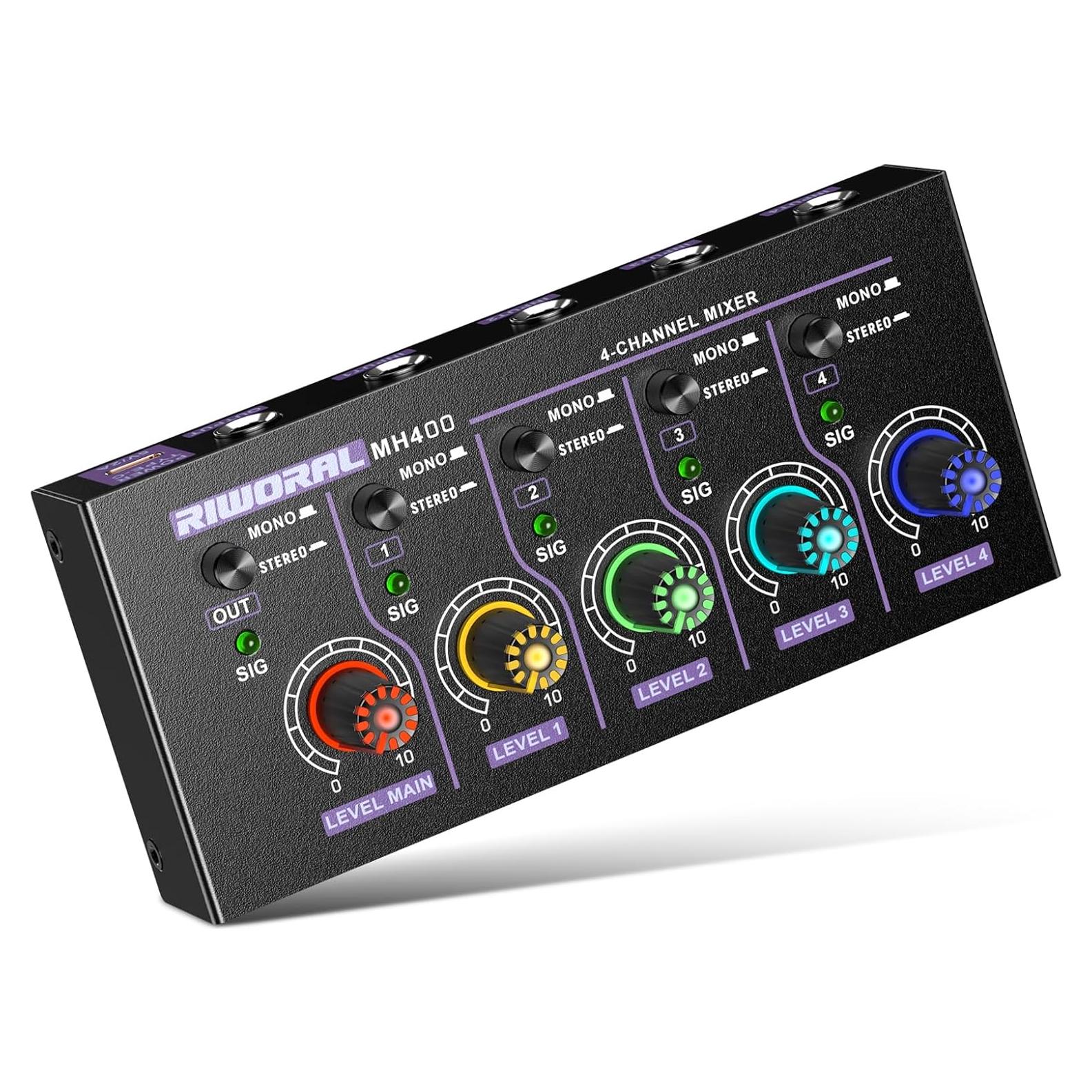 Mini Mezclador de Audio Estéreo 4 Canales USB MH400