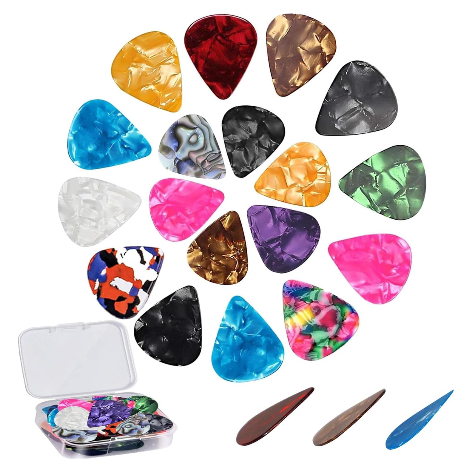 Paquete de 21 Púas de Guitarra Celluloide con Caja Organizador